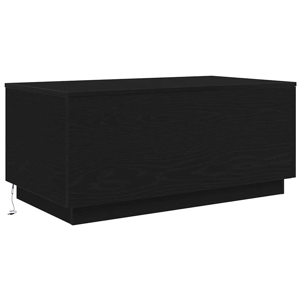 VidaXL Coffee Table 90x50x40 cm With LED Lights Black Oak For Modern Living Rooms by vidaXL