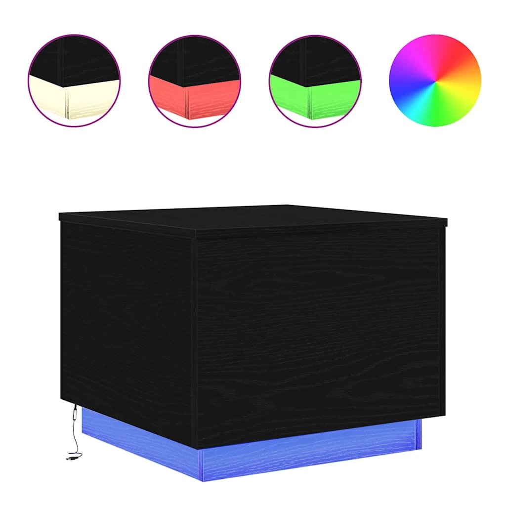 vidaXL Coffee Table 50x50x40 cm LED Lights for Modern Living Room Decor Ambience by vidaXL