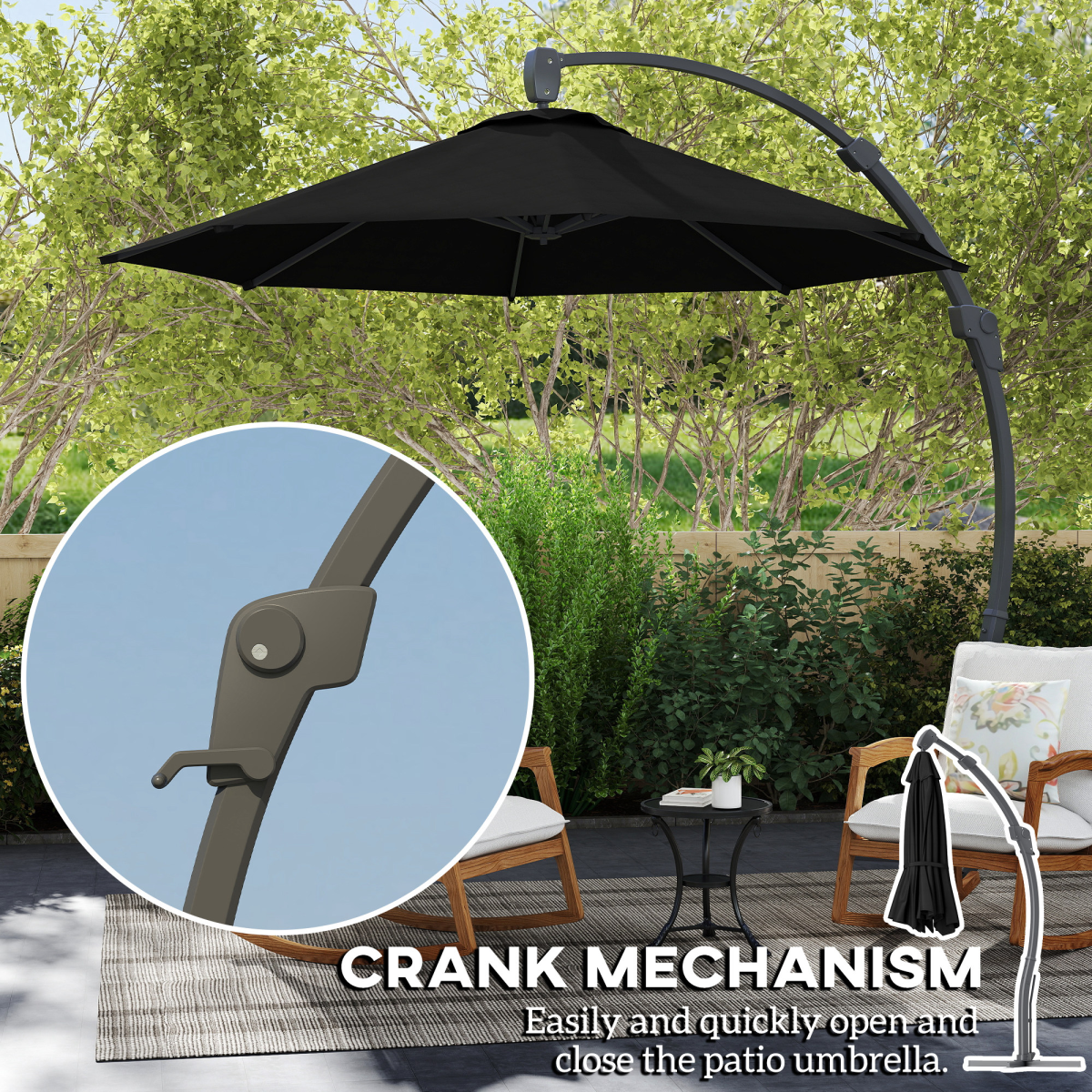 Outsunny Outsunny 3(m) Garden Cantilever Parasol with Crank Aluminium Frame - Parasol
