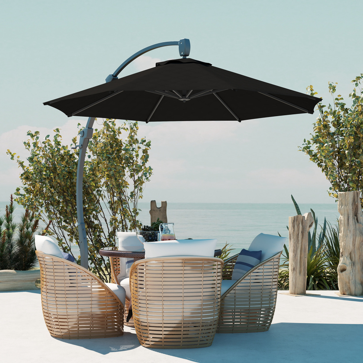 Outsunny Outsunny 3(m) Garden Cantilever Parasol with Crank Aluminium Frame - Parasol