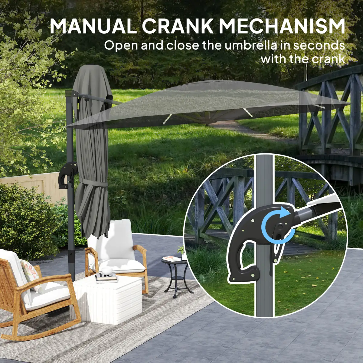 Outsunny Outsunny 3(m) Garden Parasol w/ Lights, Crank Handle & Cross Base - Parasol