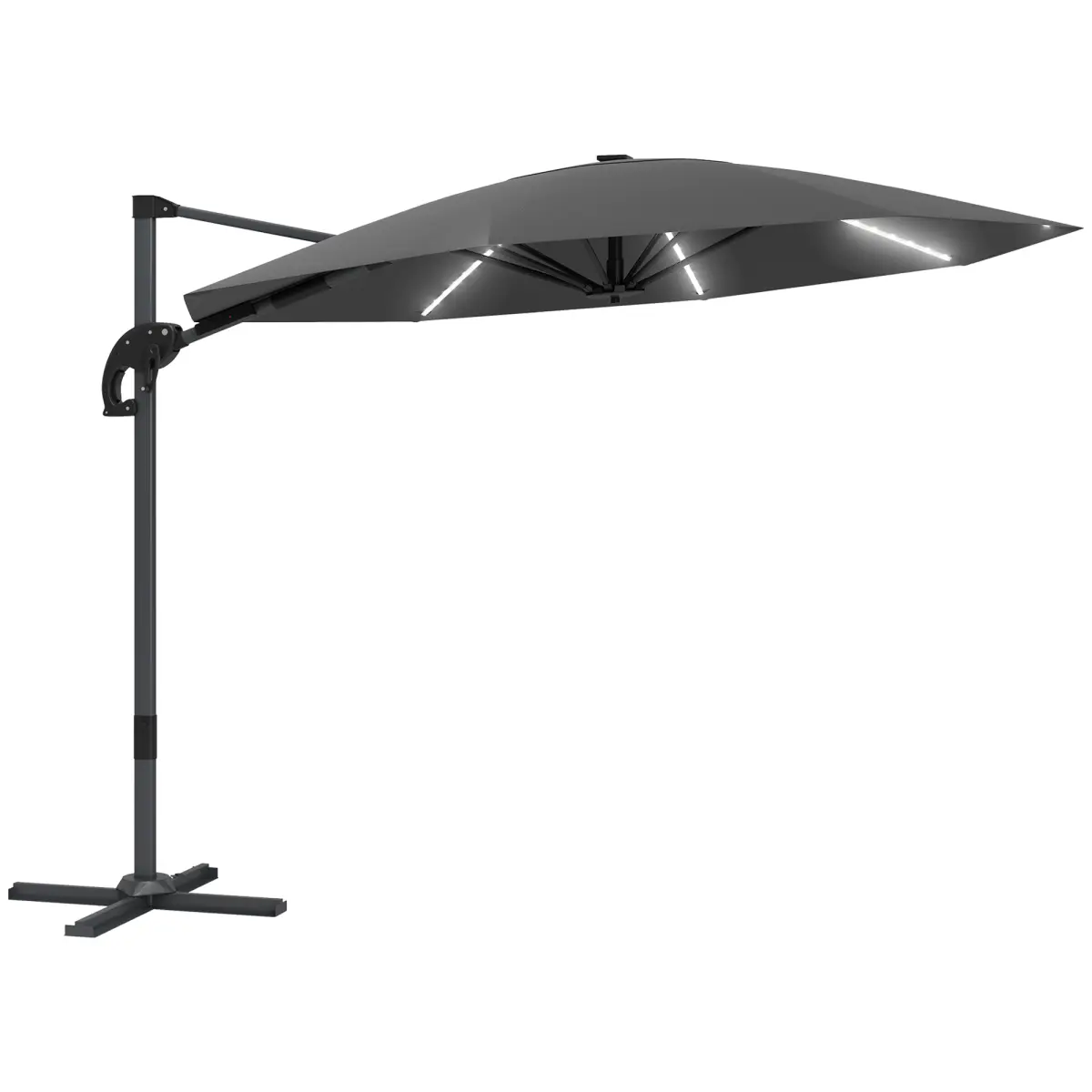 Outsunny Outsunny 3(m) Garden Parasol w/ Lights, Crank Handle & Cross Base - Parasol