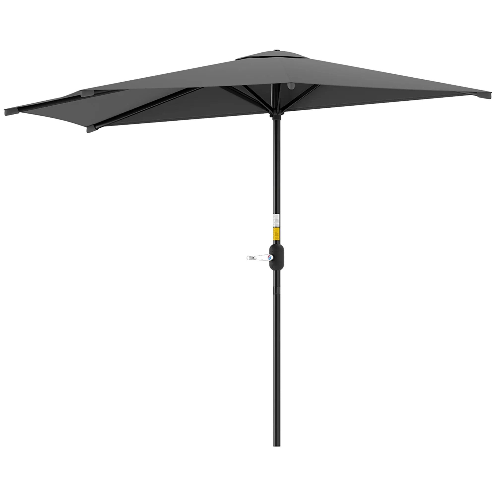 Outsunny Outsunny 3(m) Half Round Parasol Garden Sun Umbrella w/ Crank Dark Grey - Parasol