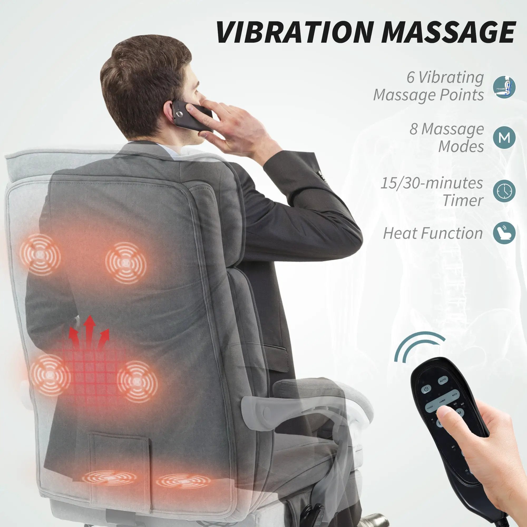 HOMCOM Comfort Massage Chair with Heat Function - Ultimate Relaxation - Office Chair