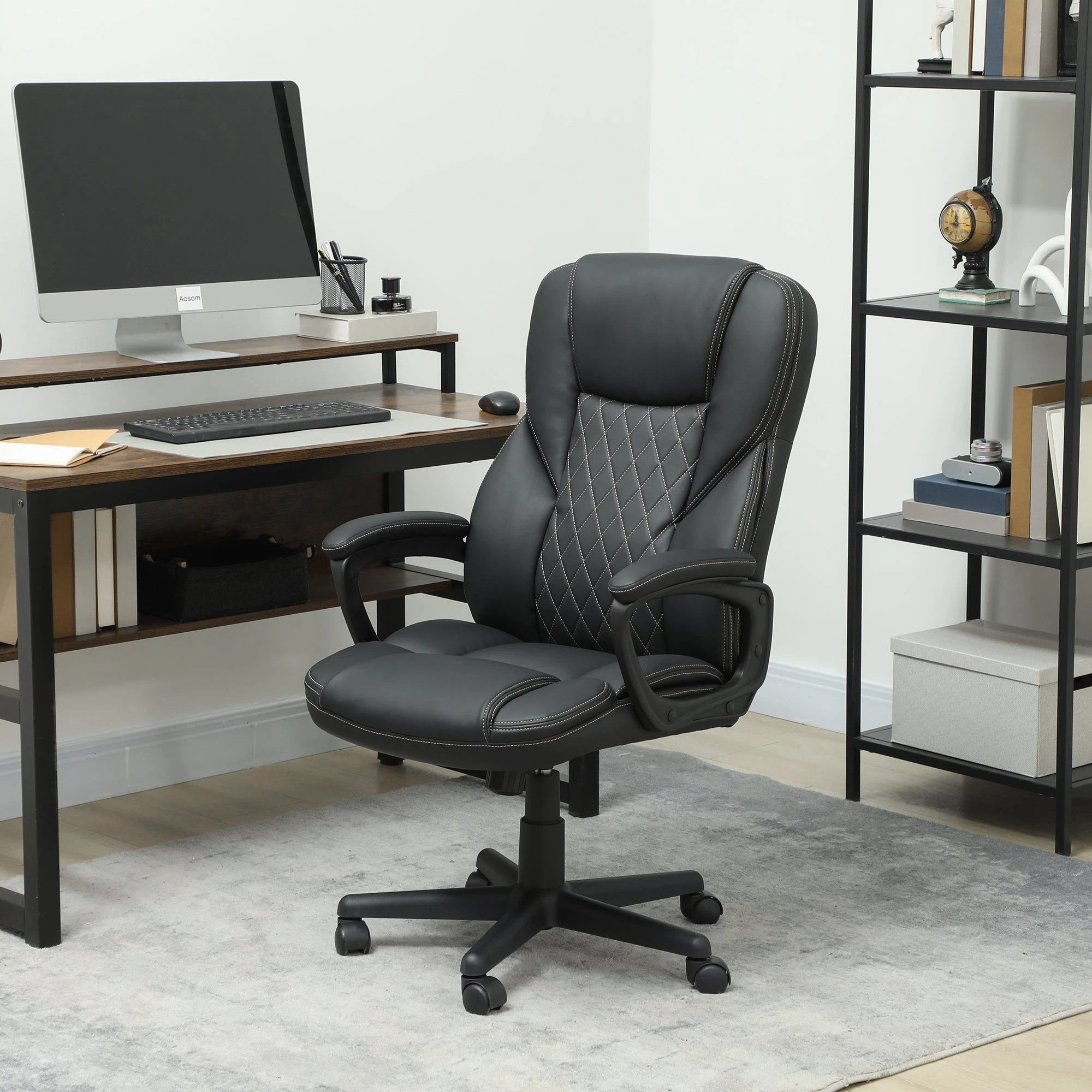 HOMCOM Executive Chair 45 to 55 Cm Seat Height Arm Height Adjustable For Home Office - Office Chair