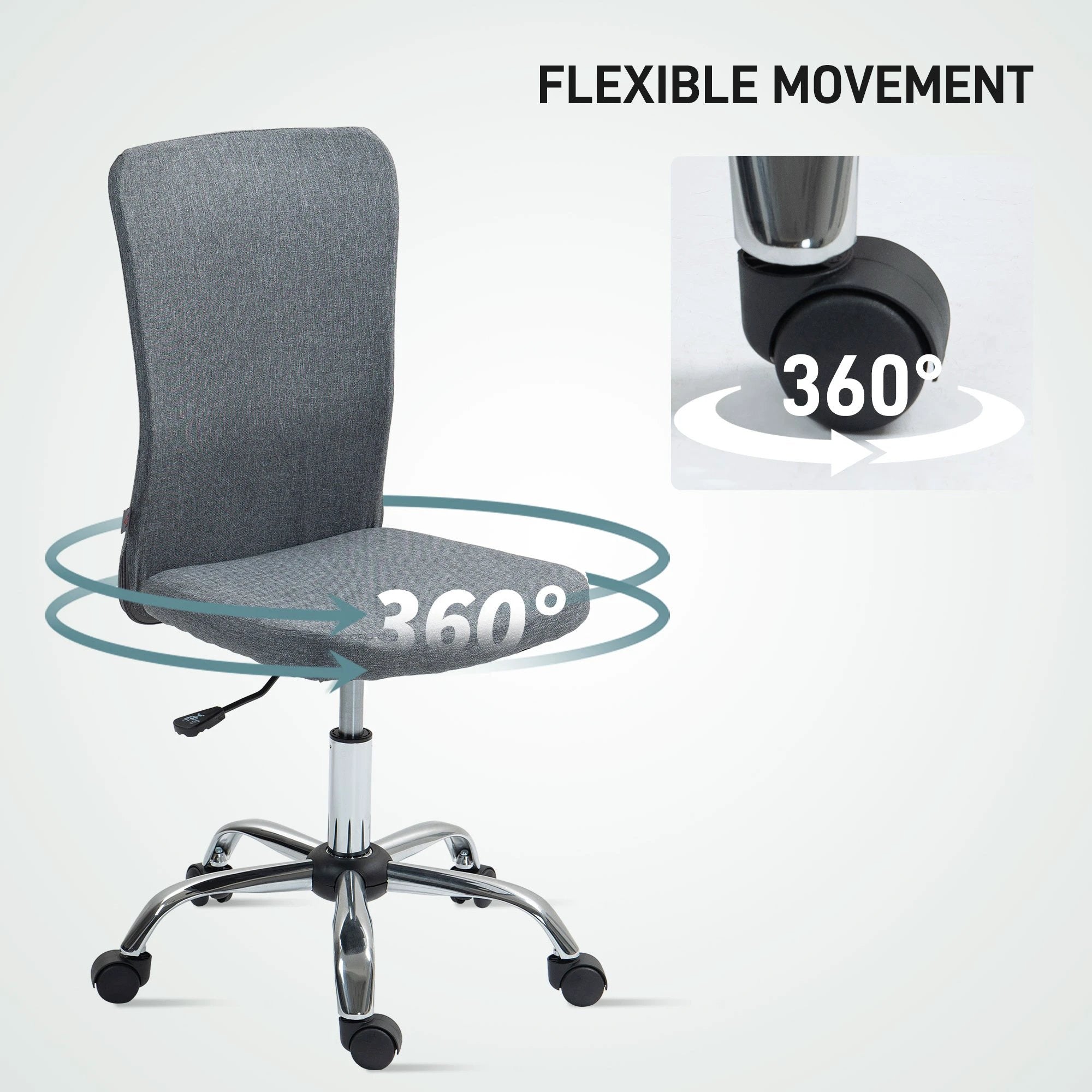 HOMCOM HOMCOM Armless Desk Chair Gas Lift Adjustable For Vanity - Office Chair