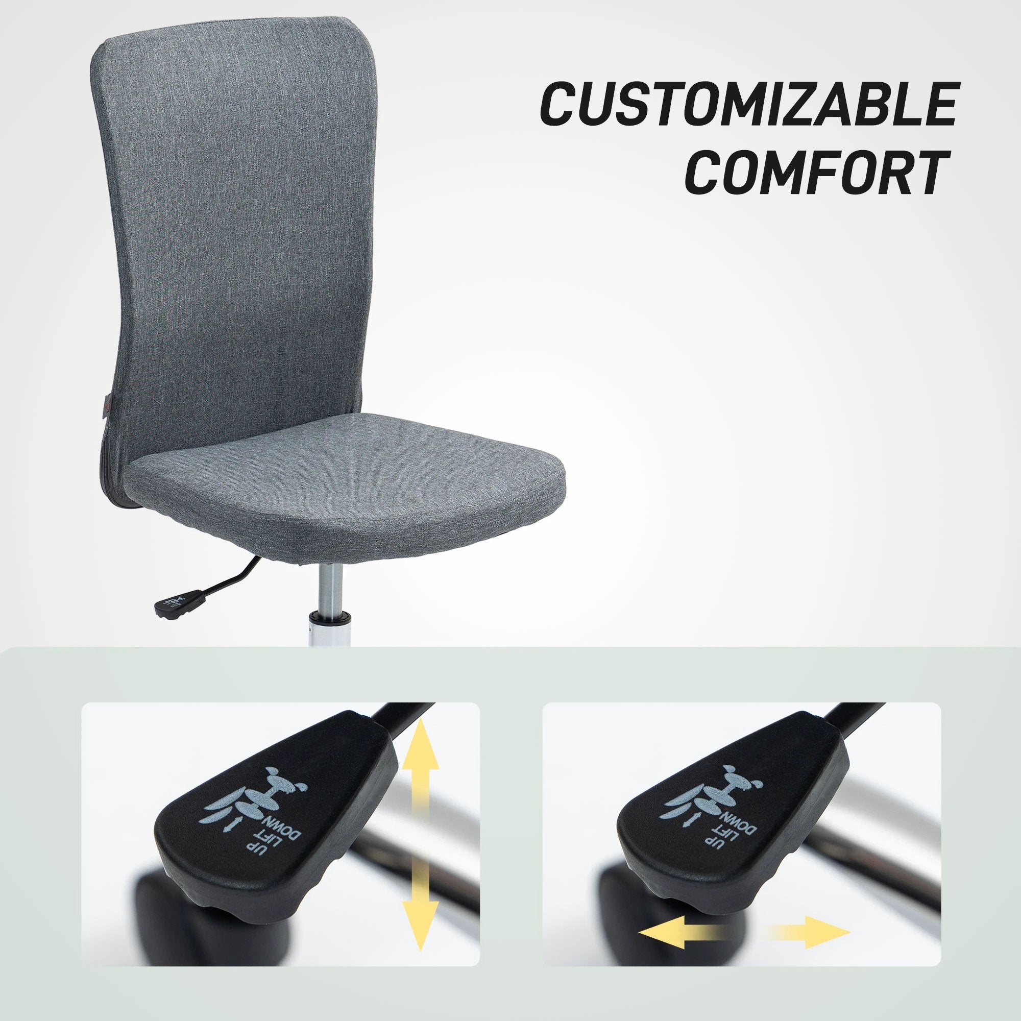 HOMCOM HOMCOM Armless Desk Chair Gas Lift Adjustable For Vanity - Office Chair