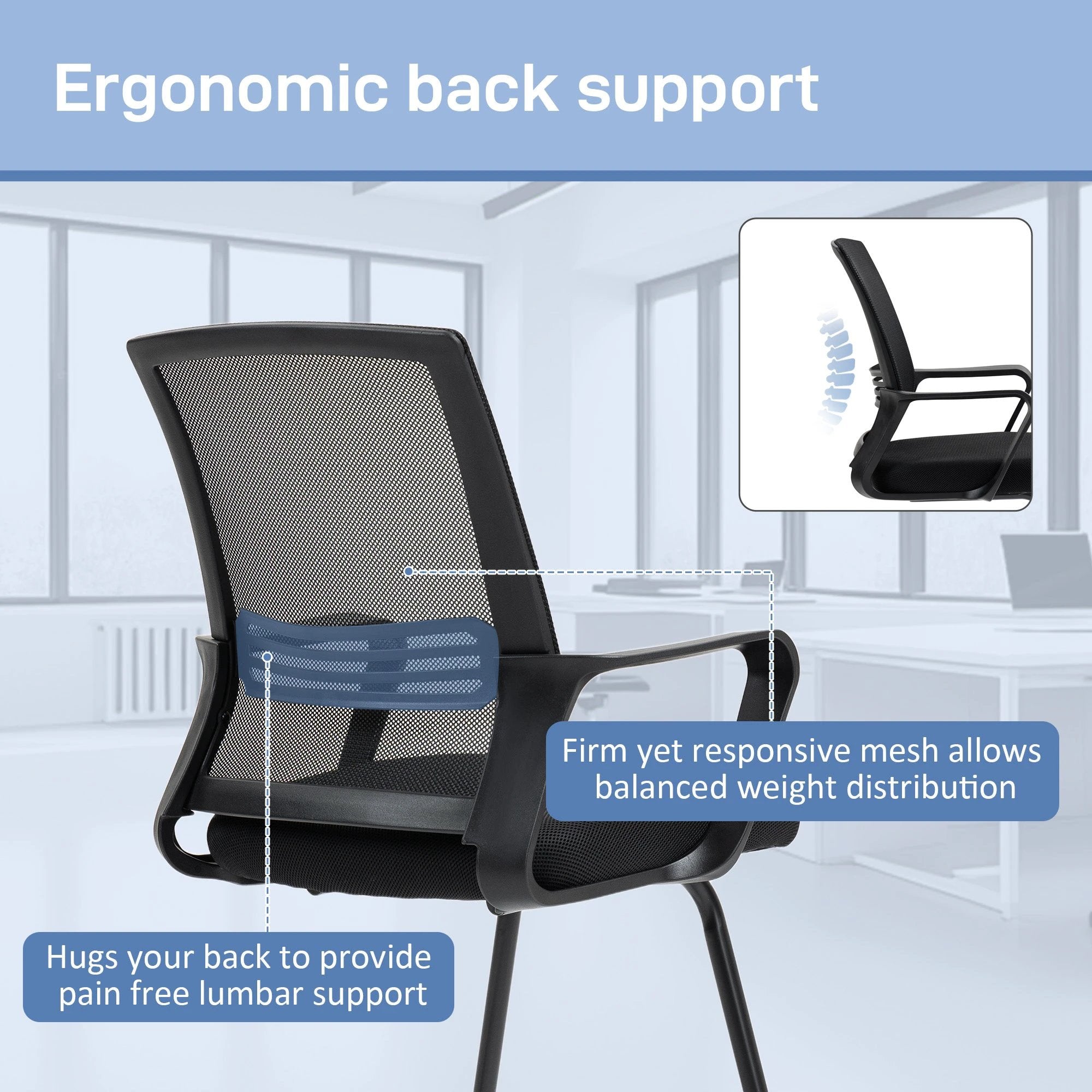 HOMCOM Meeting Chair Standard Ergonomic Support For Office by HOMCOM