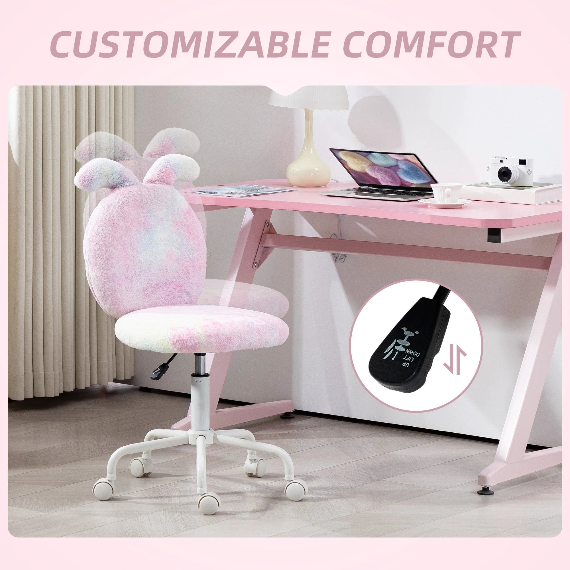 HOMCOM Armless Desk Chair 43 To 51 Cm 360 Swivel Vanity - Office Chair