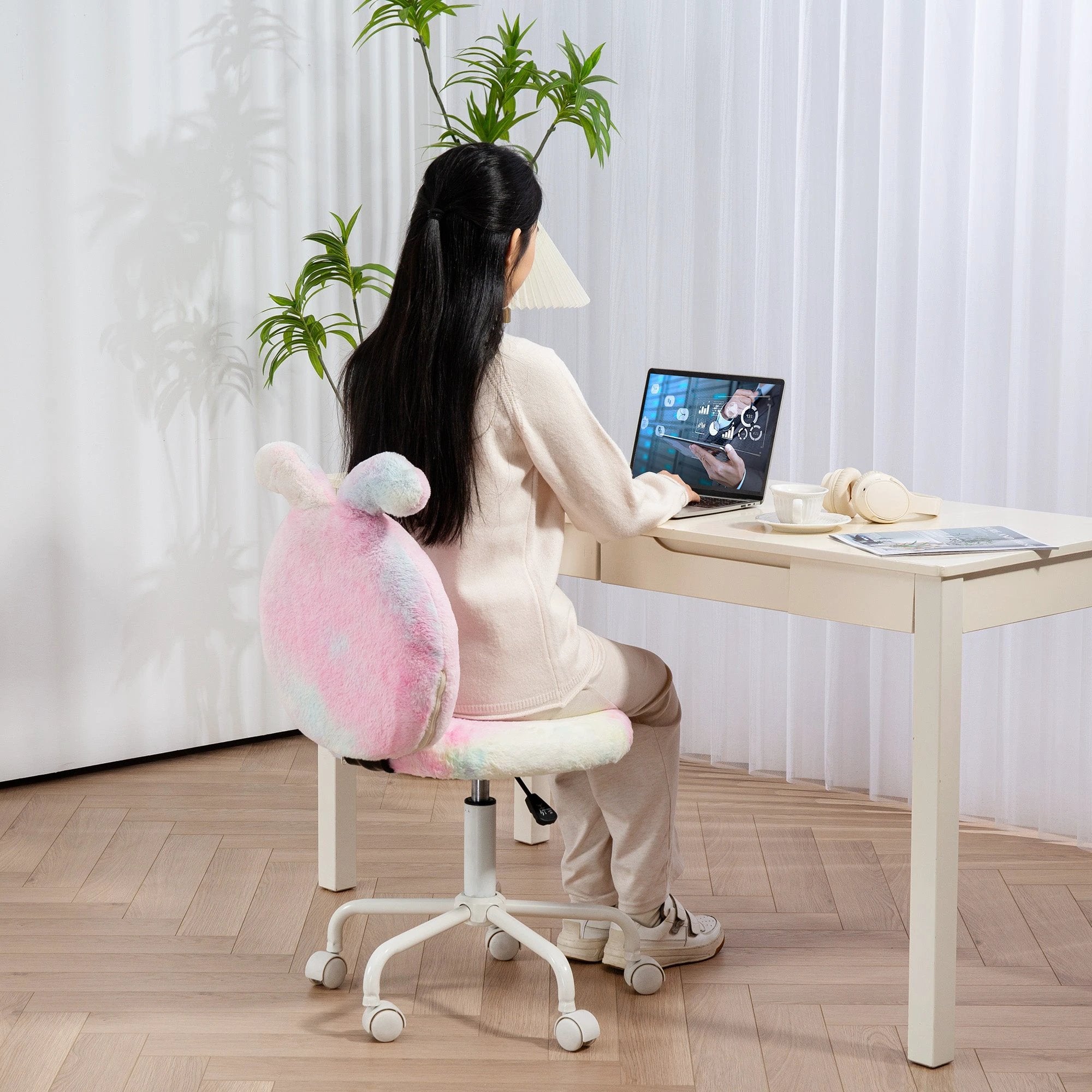 HOMCOM Armless Desk Chair 43 To 51 Cm 360 Swivel Vanity - Office Chair