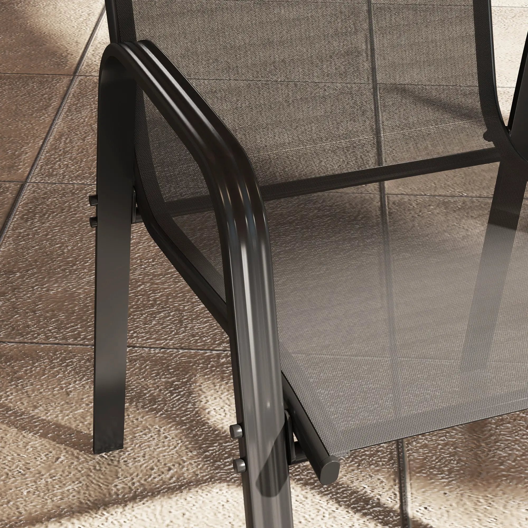 Outsunny Outsunny Set of 4 Garden Dining Chair Set Outdoor w/ High Back Armrest Black - Garden Chairs