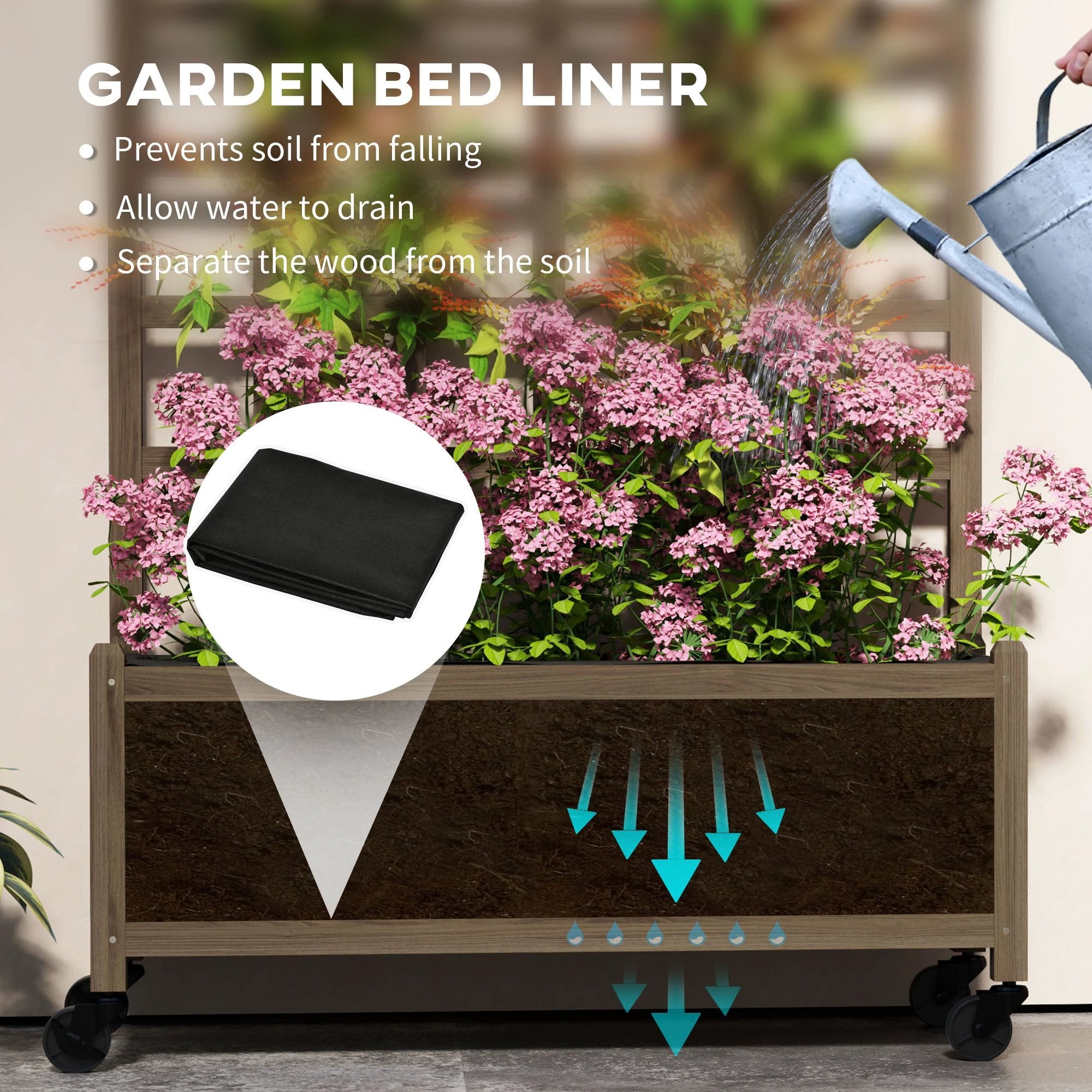 Outsunny Outsunny Wood Trellis Planter Tall Bedliner Climbers - Planters