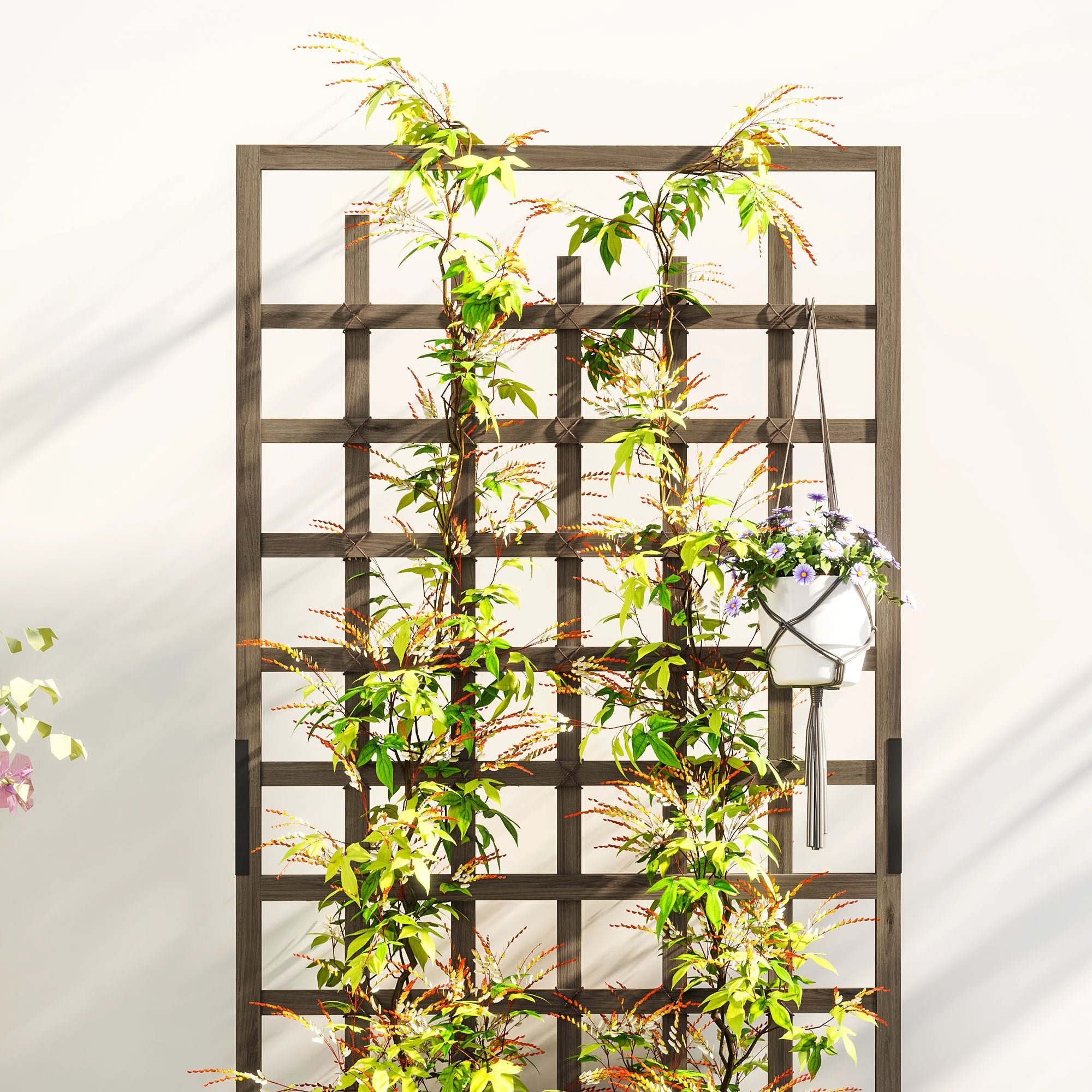 Outsunny Outsunny Wood Trellis Planter Tall Bedliner Climbers - Planters