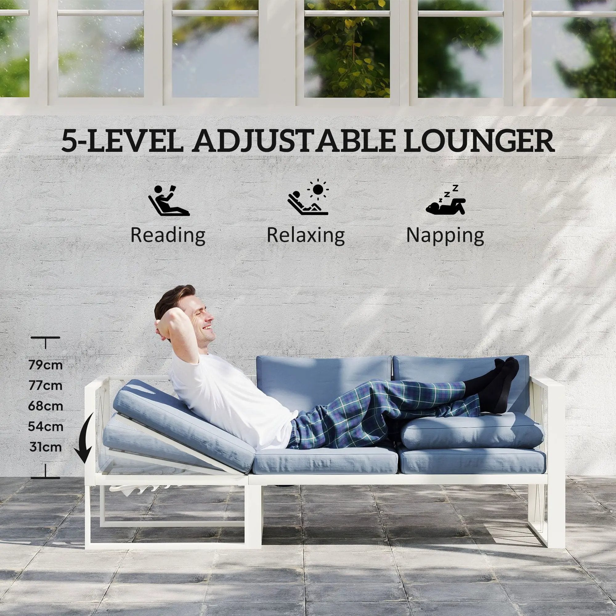 Outsunny Outsunny 5 Seater Sectional Outdoor Sofa Set with Loveseats for Garden Grey - Garden Sofa Sets