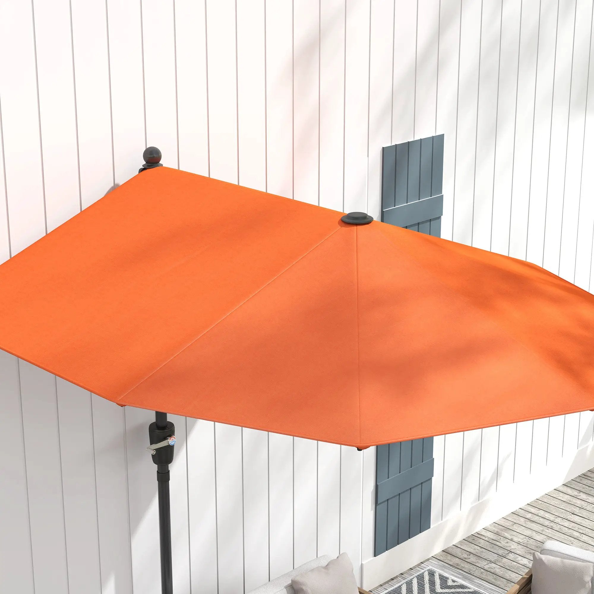 Outsunny Outsunny 2m Half Garden Parasol Market Umbrella w/ Crank Handle, Orange - Parasol