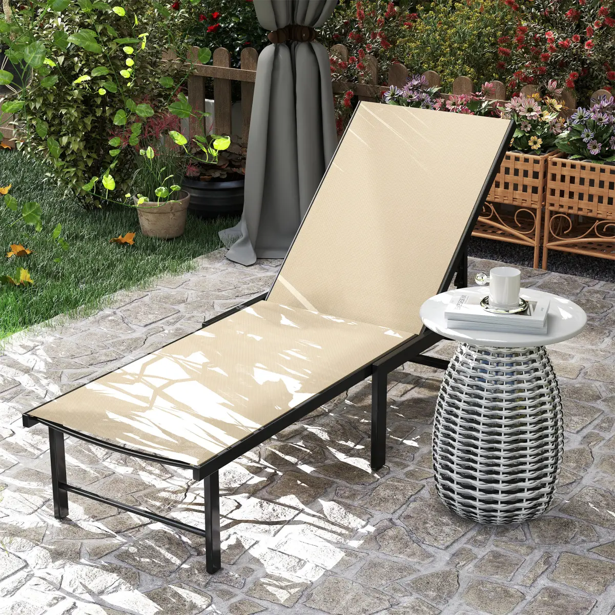 Outsunny Outsunny Sun Lounger, 5-Level Reclining Sunbed - Sun Lounger