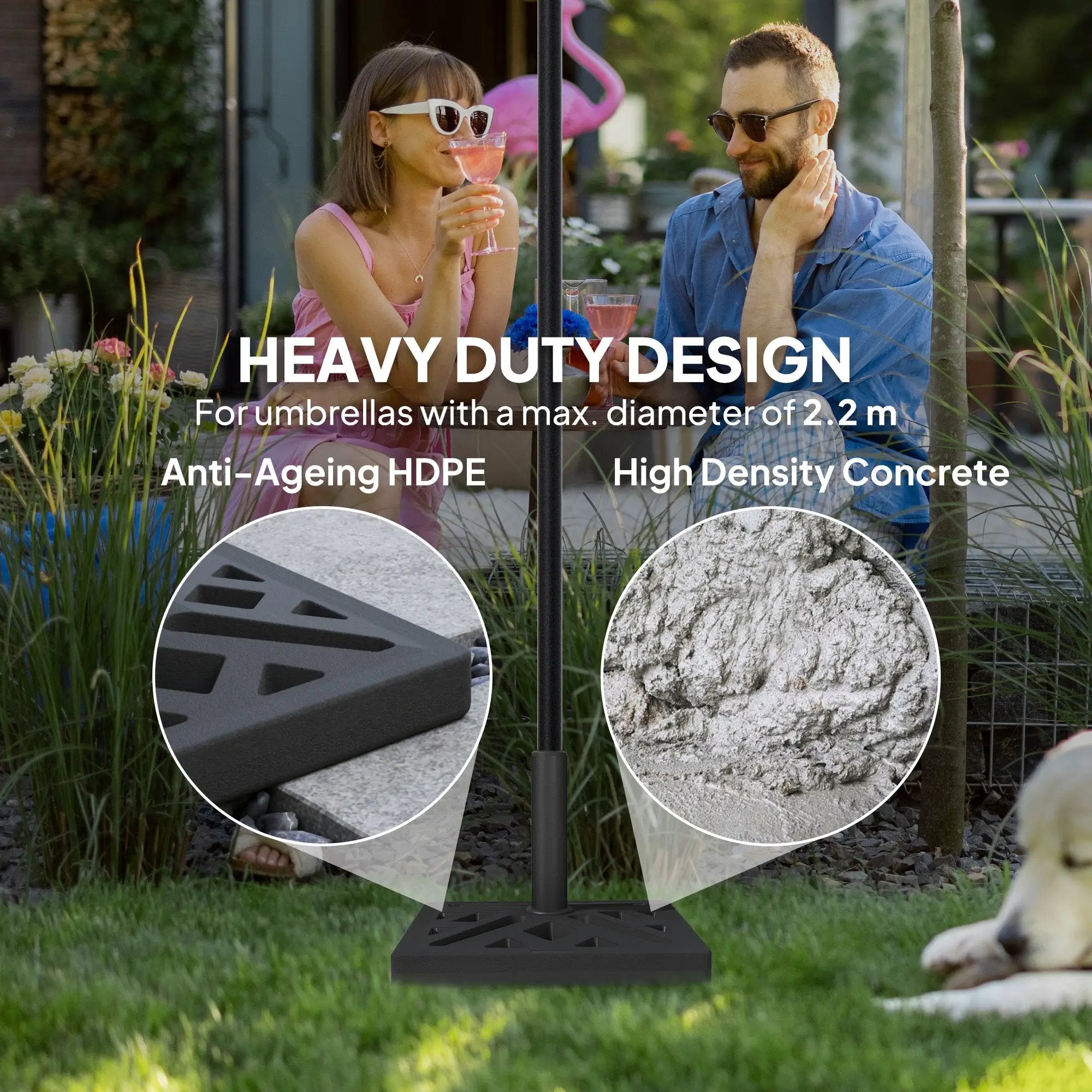 Outsunny Outsunny Parasol Base 15kg Garden Umbrella Stand with Cut-Out Design, Black - Parasol