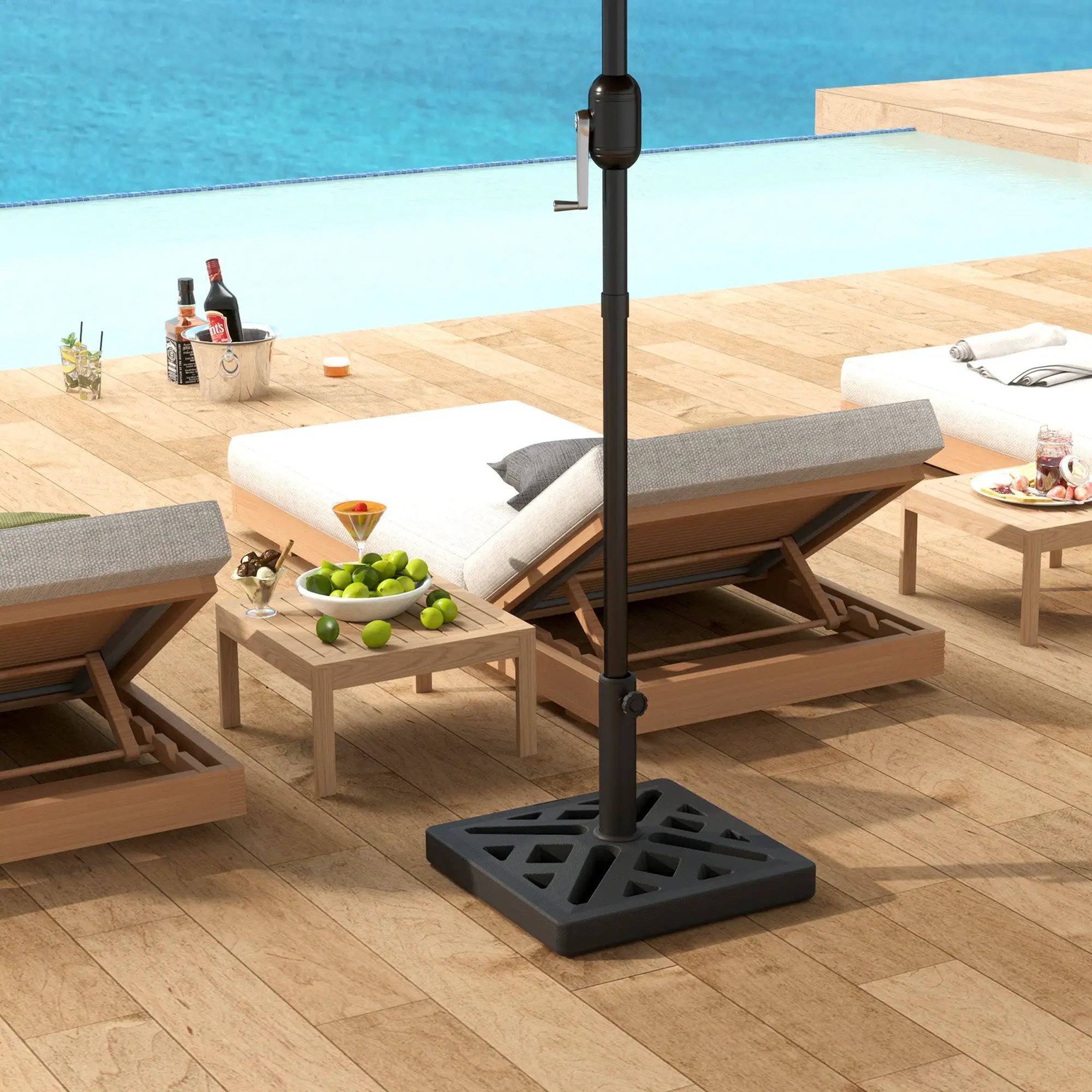 Outsunny Outsunny Parasol Base 15kg Garden Umbrella Stand with Cut-Out Design, Black - Parasol