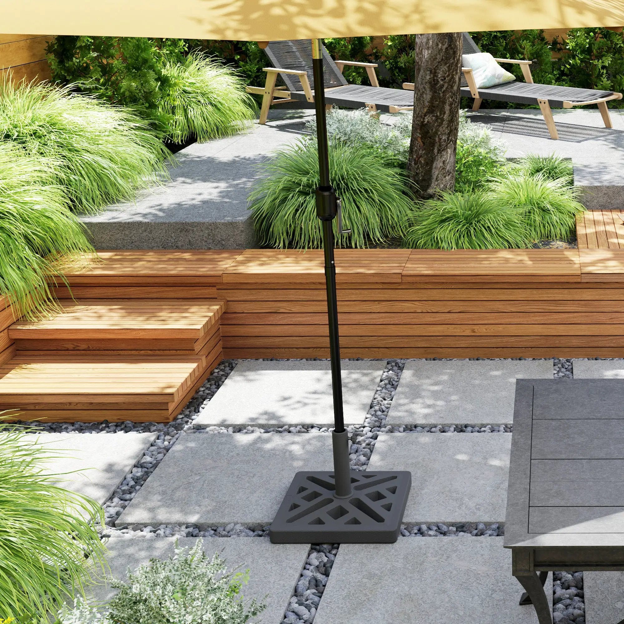Outsunny Outsunny Parasol Base 15kg Garden Umbrella Stand with Cut-Out Design, Black - Parasol