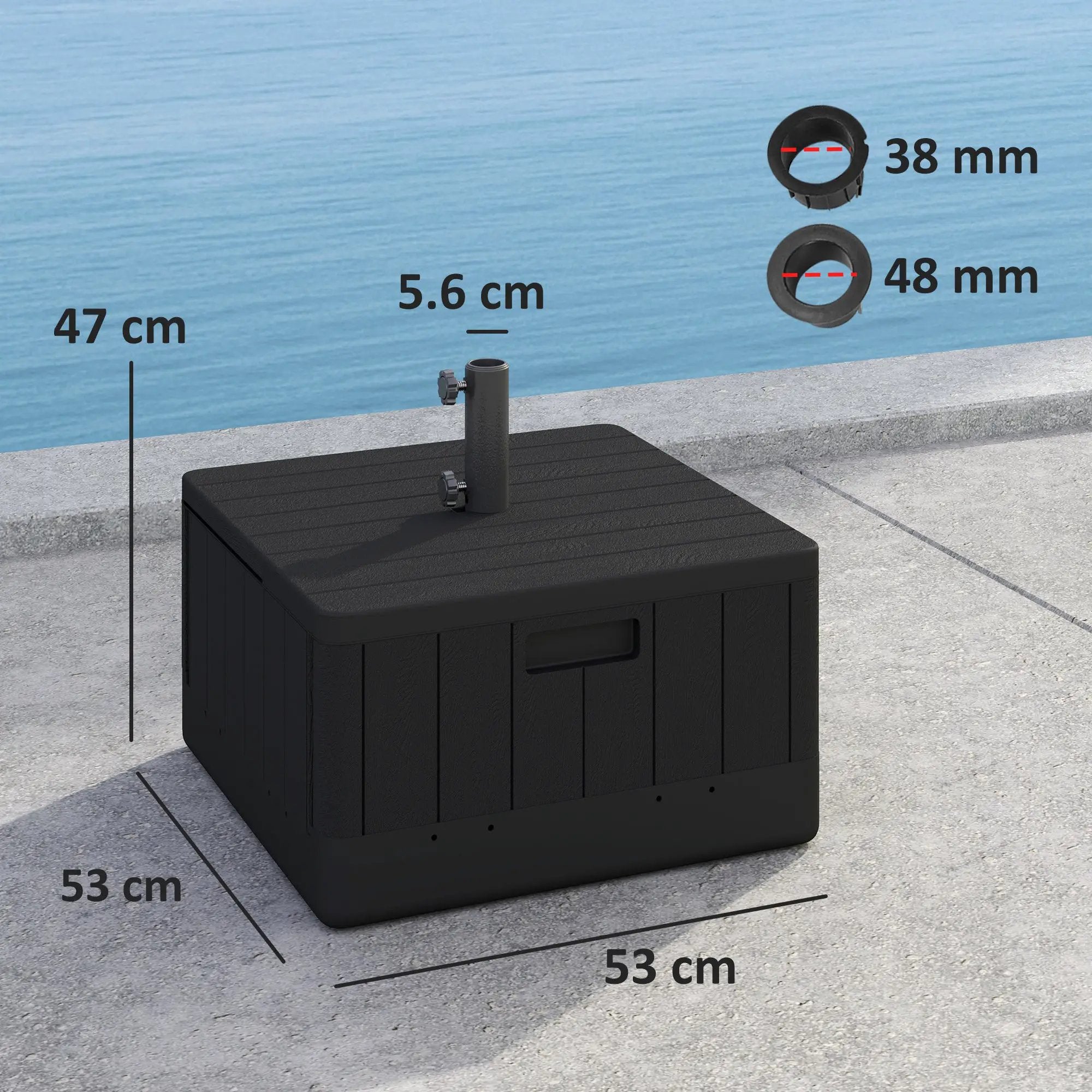Outsunny Outsunny Garden Parasol Base, Sand/Water Filled Garden Umbrella Stand, Black - Parasol