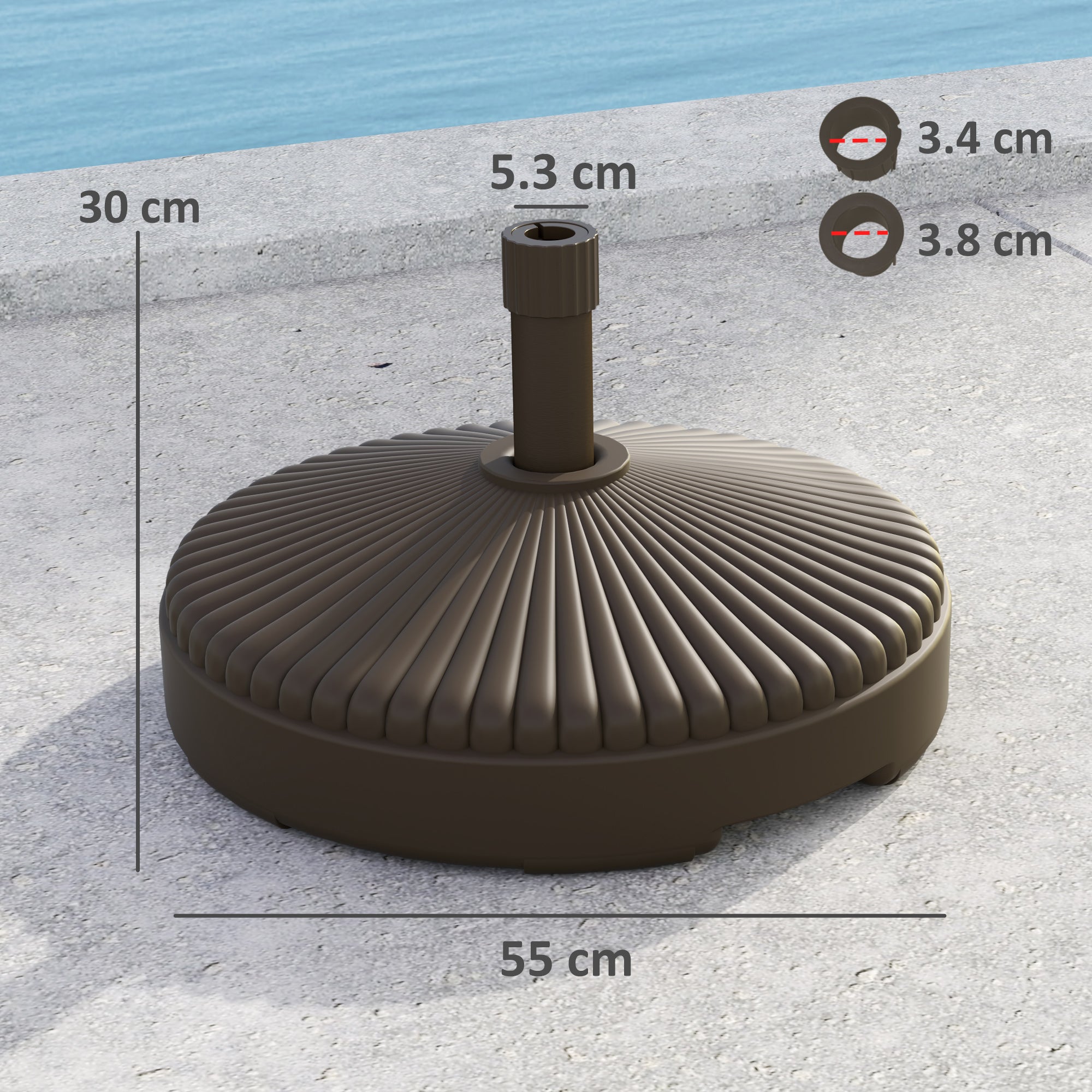Outsunny Outsunny Garden Parasol Base, 28kg Sand Filled, 23kg Water Filled, Brown - Parasol