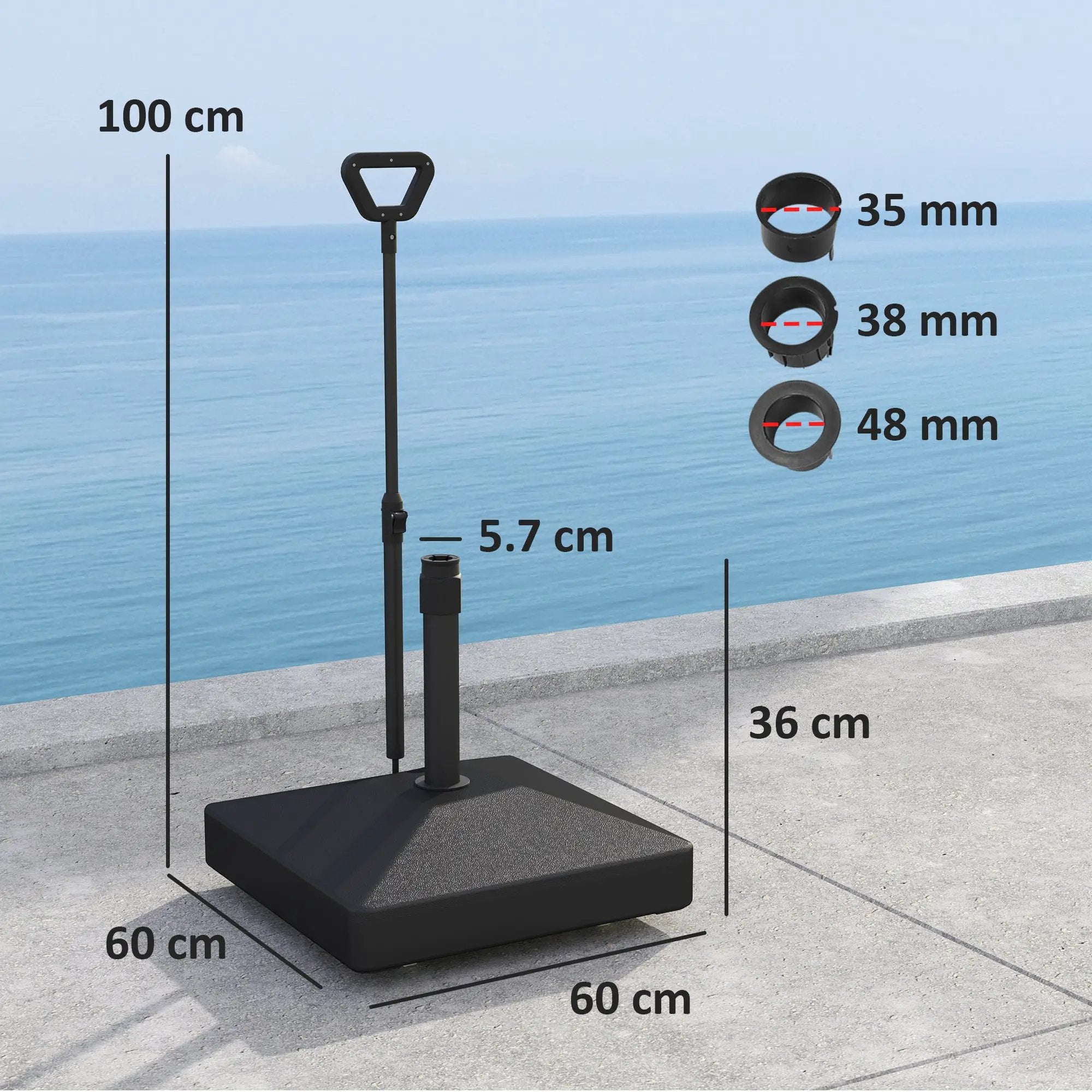 Outsunny Outsunny Garden Parasol Base Parasol Stand, Sand/Water Filled, Black - Parasol