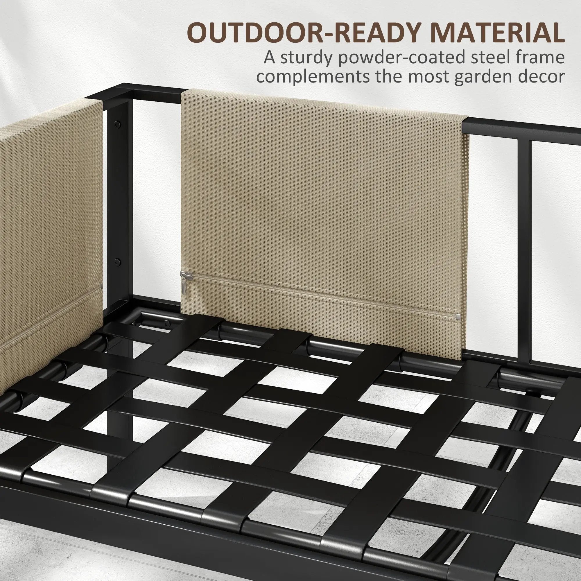 Outsunny Outsunny 4 Piece Garden Sofa Set w/ Tempered Glass Coffee Table Khaki - Garden Sofa Sets