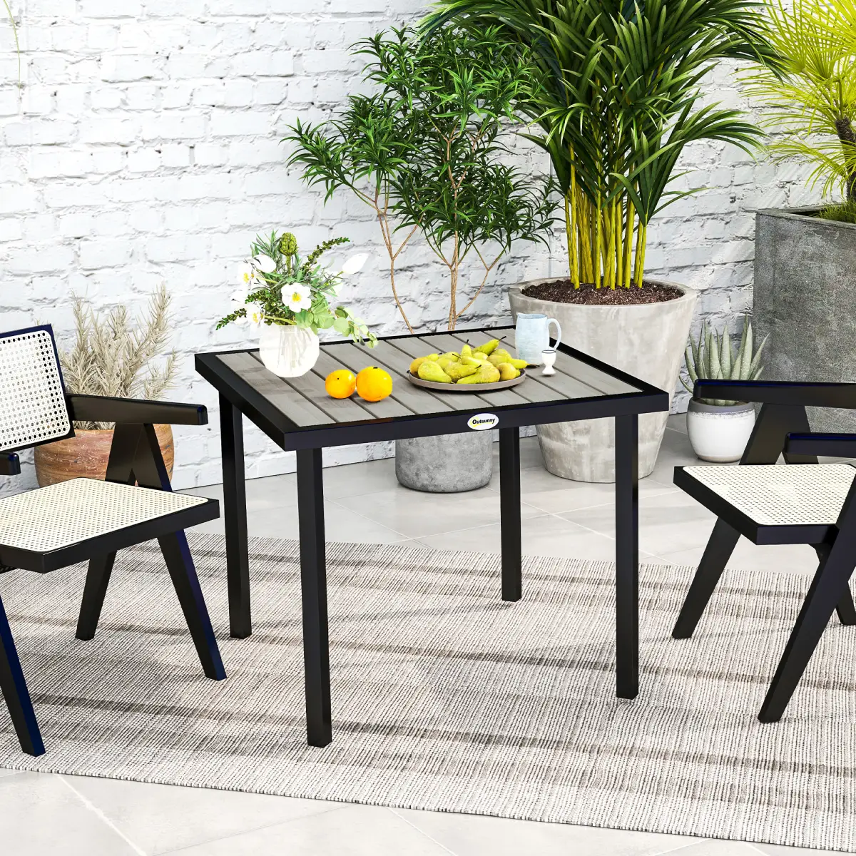 Outsunny Outsunny Garden Table for 4 Person with 5.4cm Parasol Hole - Garden Table