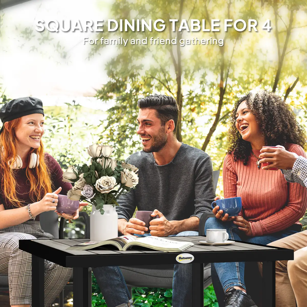Outsunny Outsunny Garden Table for 4 Person with 5.4cm Parasol Hole - Garden Table