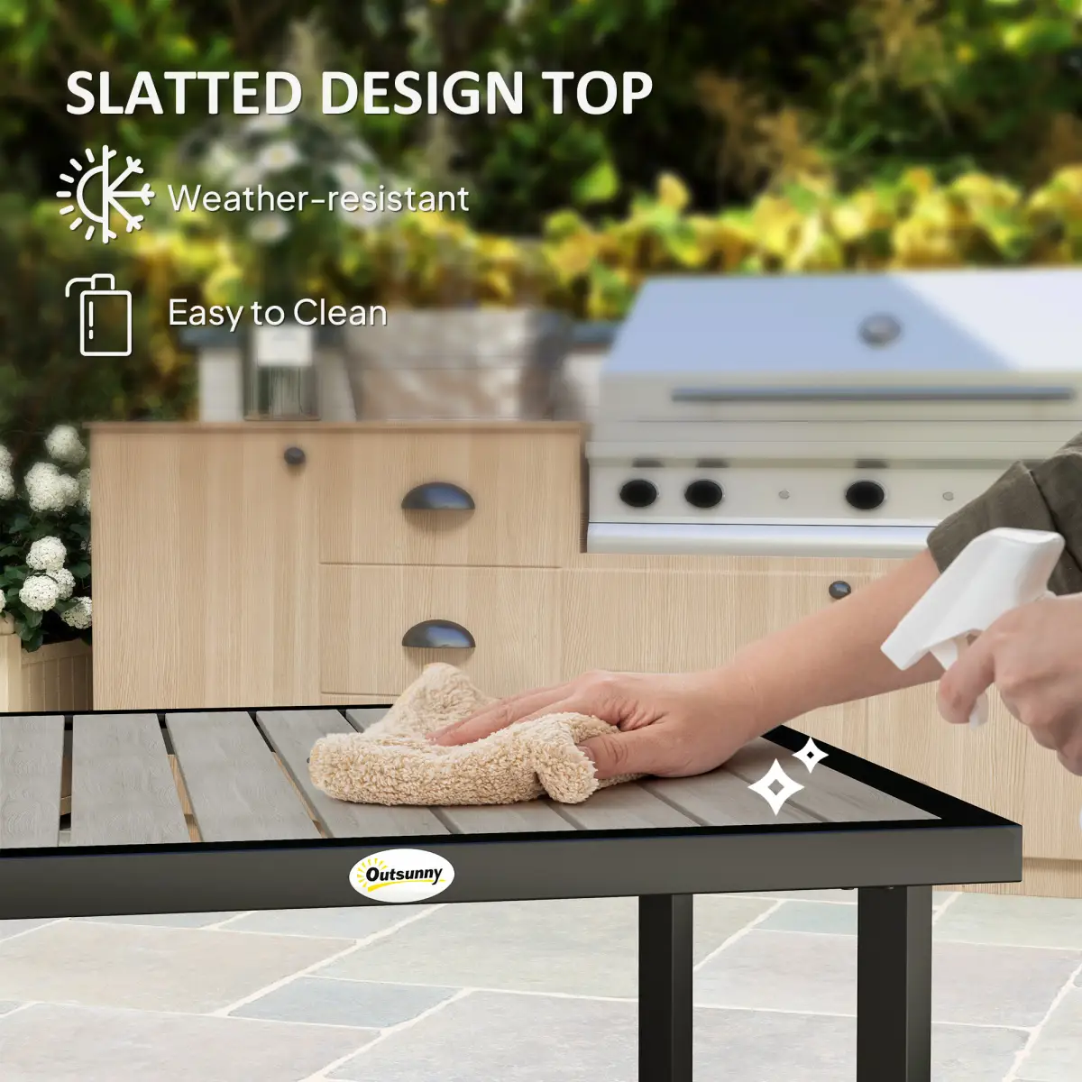 Outsunny Outsunny Garden Table for 4 Person with 5.4cm Parasol Hole - Garden Table