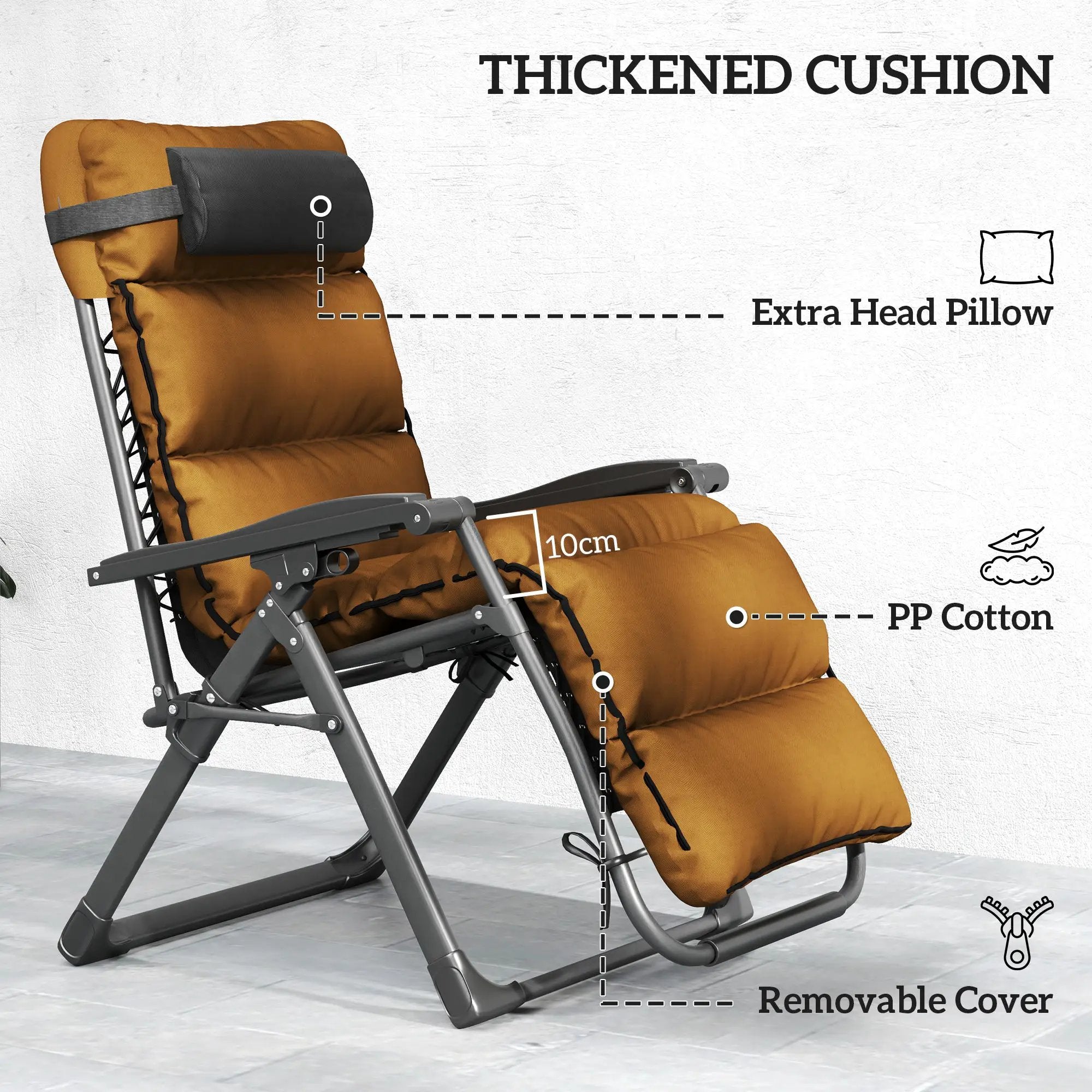 Outsunny Outsunny 2 Pieces Zero Gravity Chairs, Reclining Folding Sun Lounger, Brown - Sun Lounger
