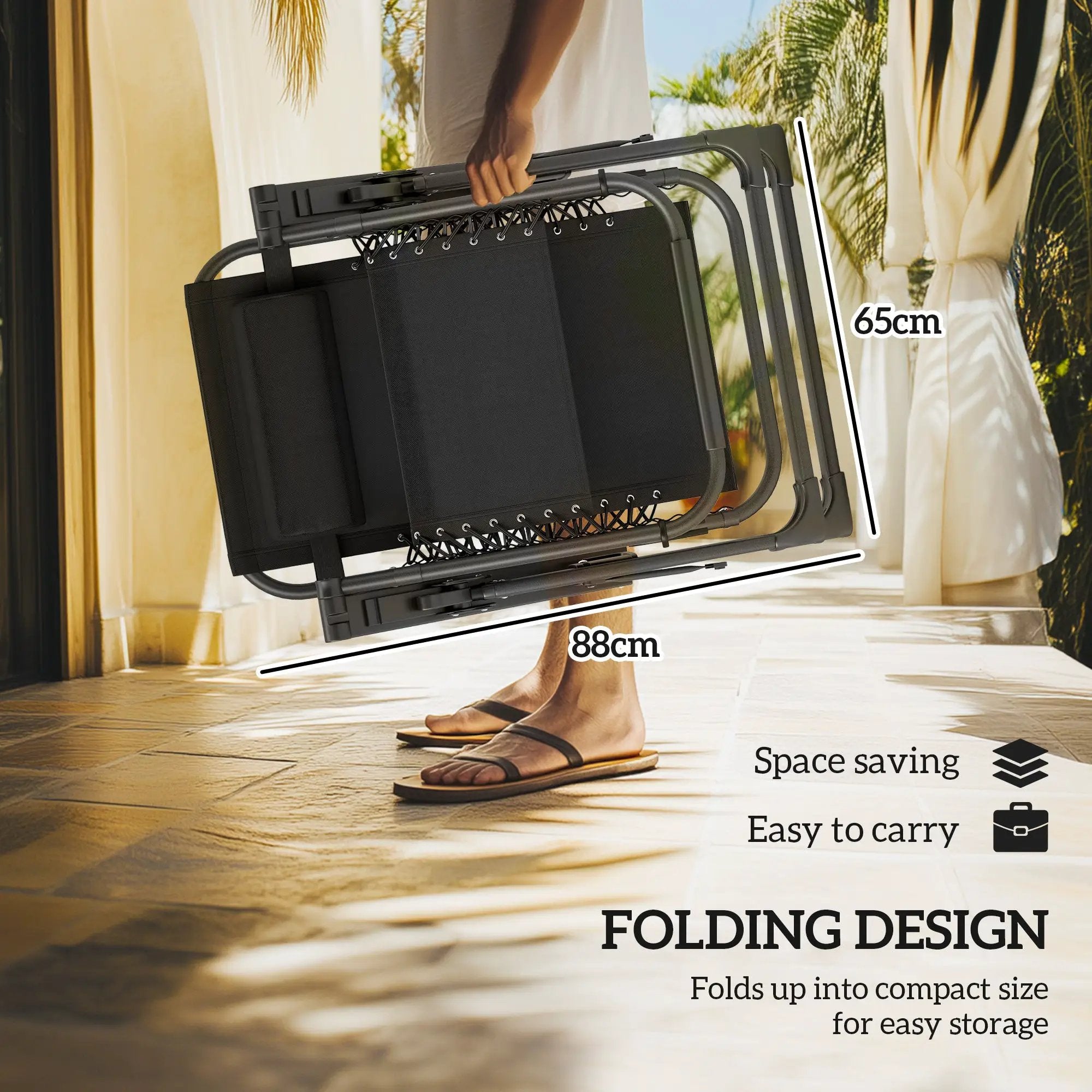 Outsunny Outsunny 2 Pieces Zero Gravity Chairs, Reclining Folding Sun Lounger, Brown - Sun Lounger