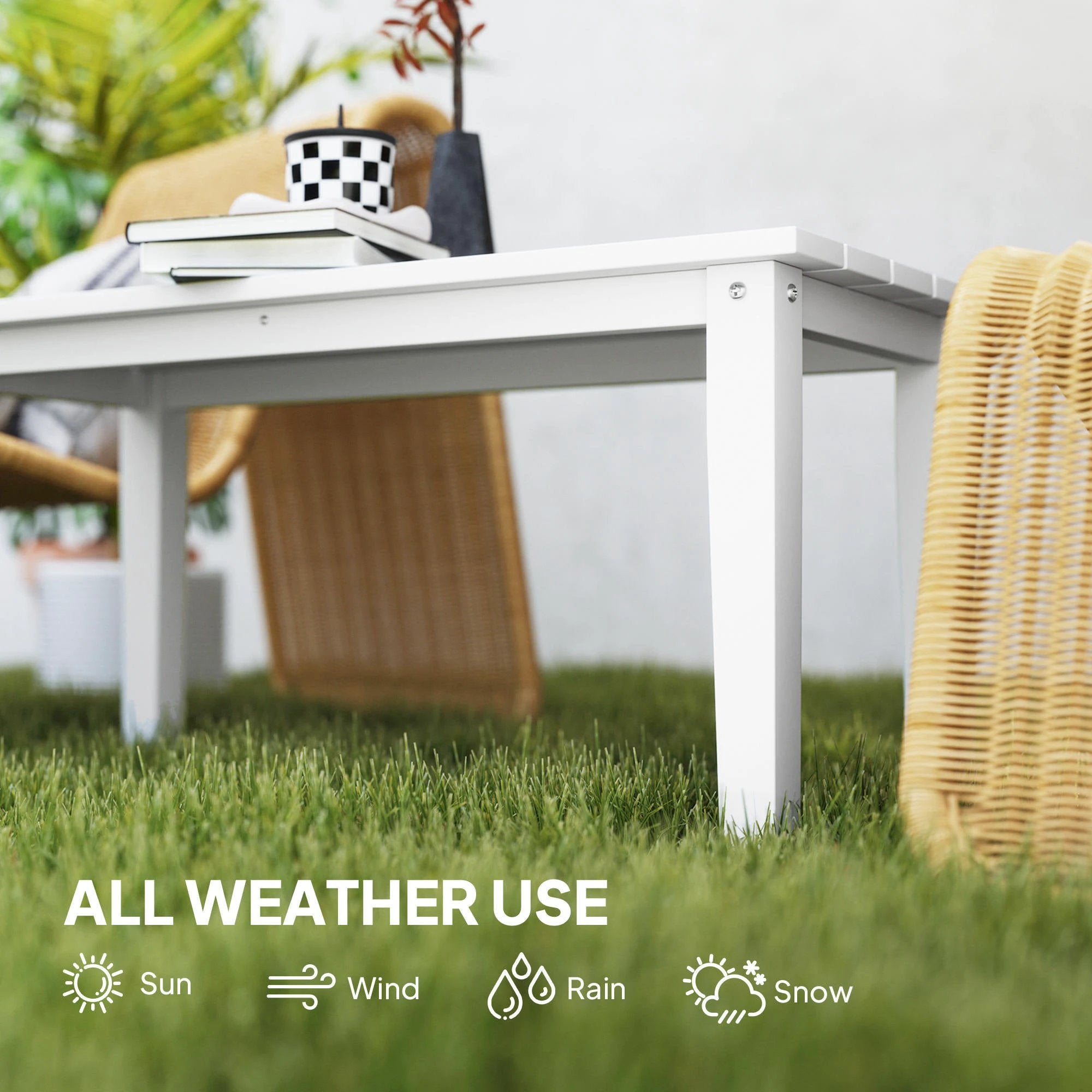 Outsunny Outsunny Garden Coffee Table Large HDPE Slatted Outdoor Patio - Coffee Table