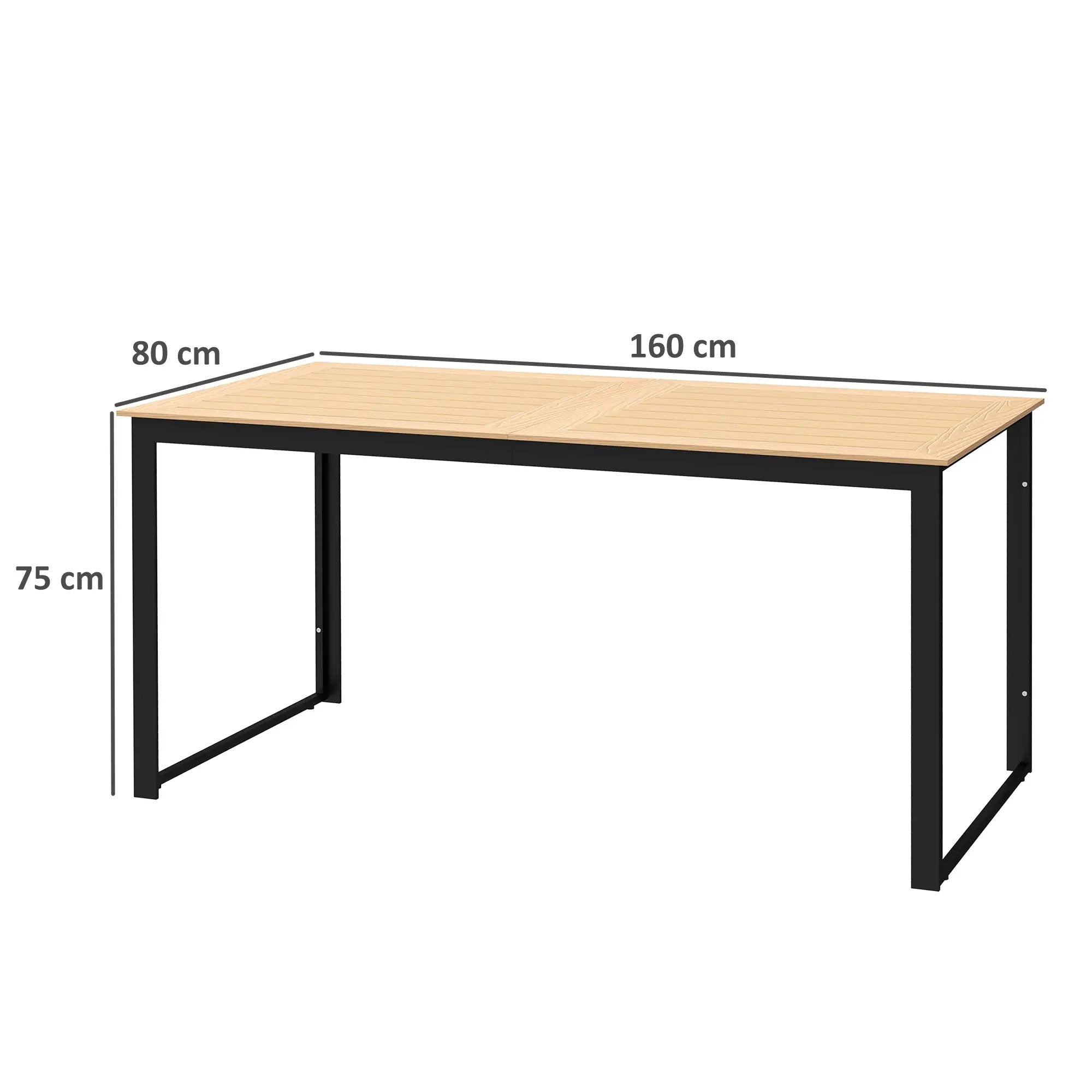 Outsunny Outsunny Garden Table for 6 People with Slatted Table Top, Metal Frame, Teak - Garden Table