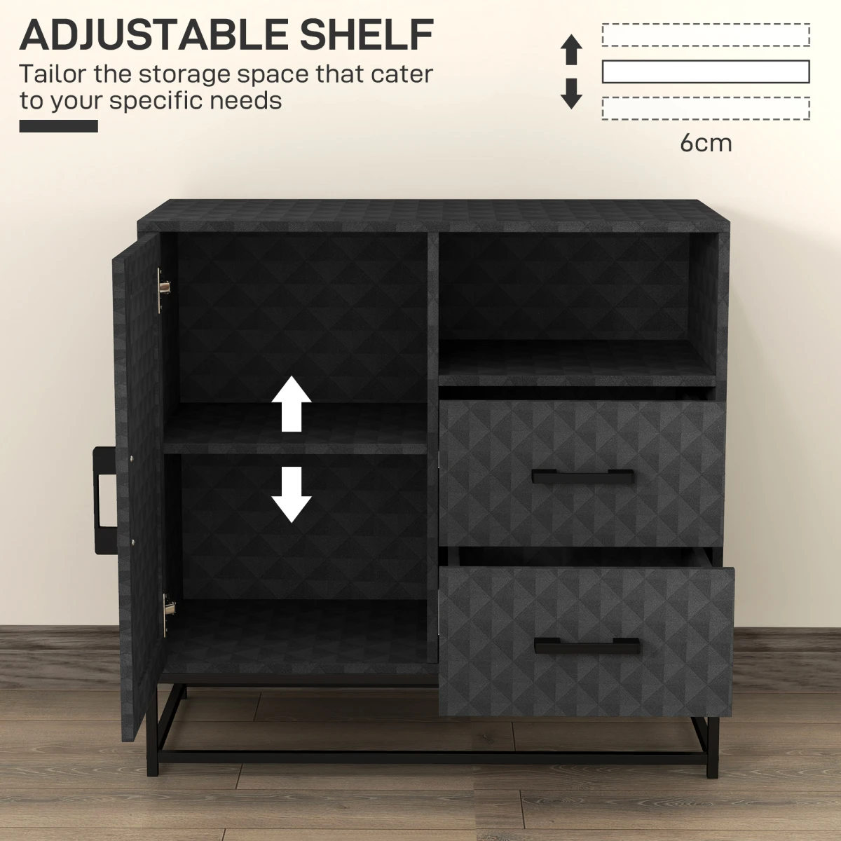 HOMCOM Storage Cabinet Medium Size With Adjustable Shelf Open Compartment And Two Drawers For Home Organization by HOMCOM