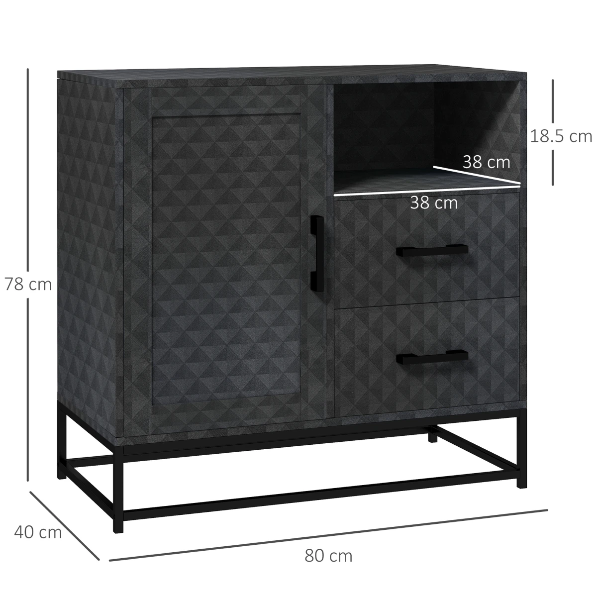 HOMCOM Storage Cabinet Medium Size With Adjustable Shelf Open Compartment And Two Drawers For Home Organization by HOMCOM