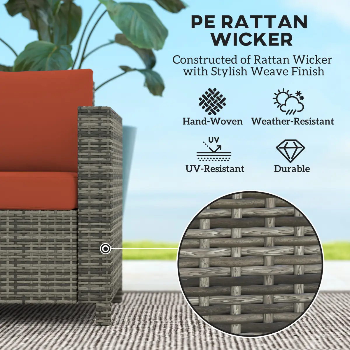 Outsunny Quality Outdoor Double Seat Sofa - Comfortable Relaxation for Gardens - Garden Sofa Sets