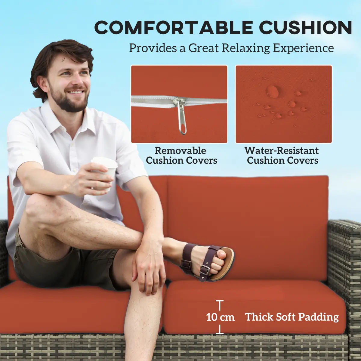 Outsunny Quality Outdoor Double Seat Sofa - Comfortable Relaxation for Gardens - Garden Sofa Sets