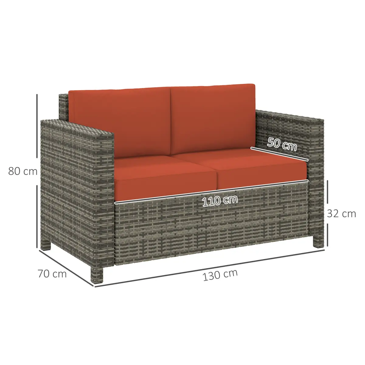 Outsunny Quality Outdoor Double Seat Sofa - Comfortable Relaxation for Gardens - Garden Sofa Sets