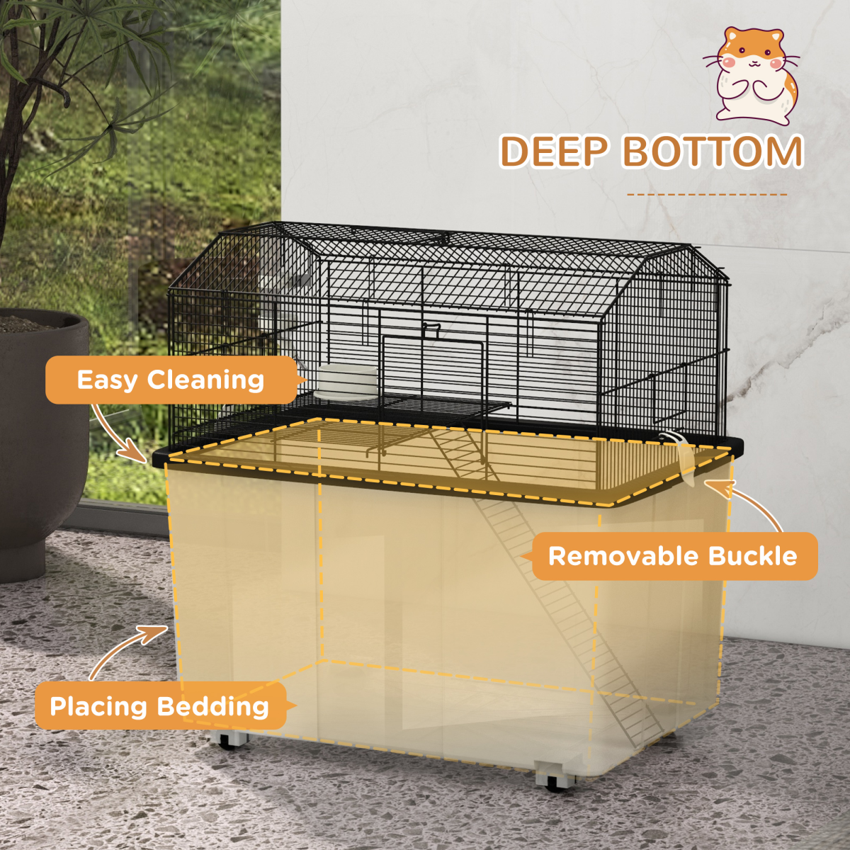 PawHut Hamster Cage, Three-Tier Gerbil Cage w/ Deep Bottom, Ramp, Food Dish - from PawHut