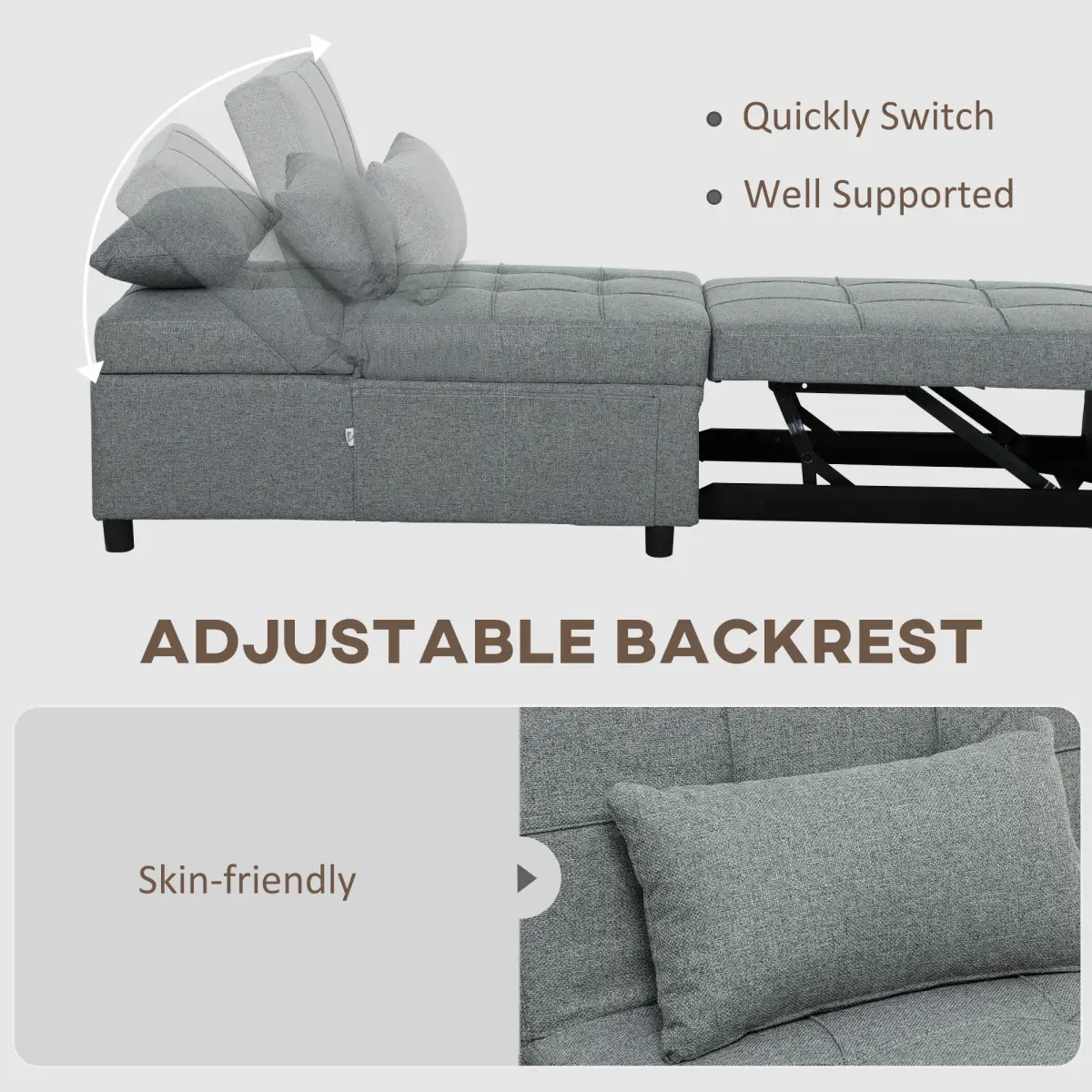 HOMCOM HOMCOM 4-in-1 Pull Out Sleeper Chair Bed with Pockets - Sofa Bed
