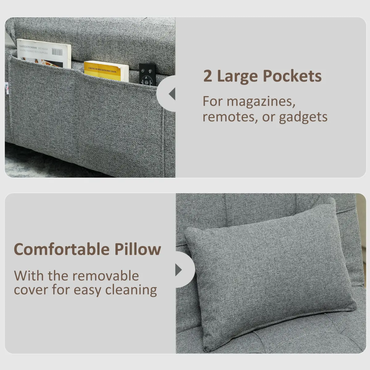 HOMCOM HOMCOM 4-in-1 Pull Out Sleeper Chair Bed with Pockets - Sofa Bed