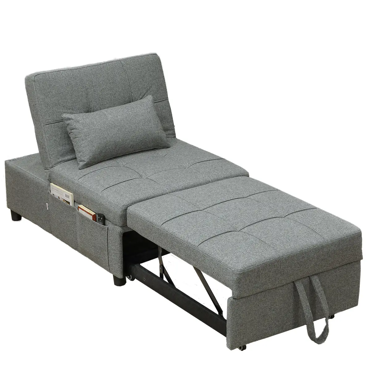 HOMCOM HOMCOM 4-in-1 Pull Out Sleeper Chair Bed with Pockets - Sofa Bed