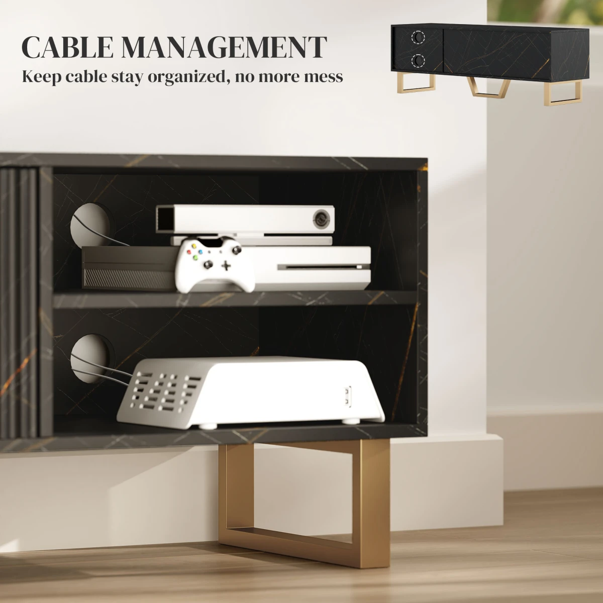 Stylish TV Stand Large Fluted Doors For Living Room by HOMCOM