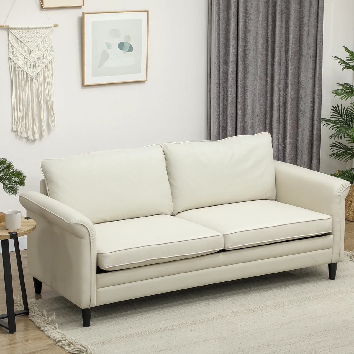 HOMCOM Sofa 84in Linen Fabric Soft Cushions Living Room by HOMCOM