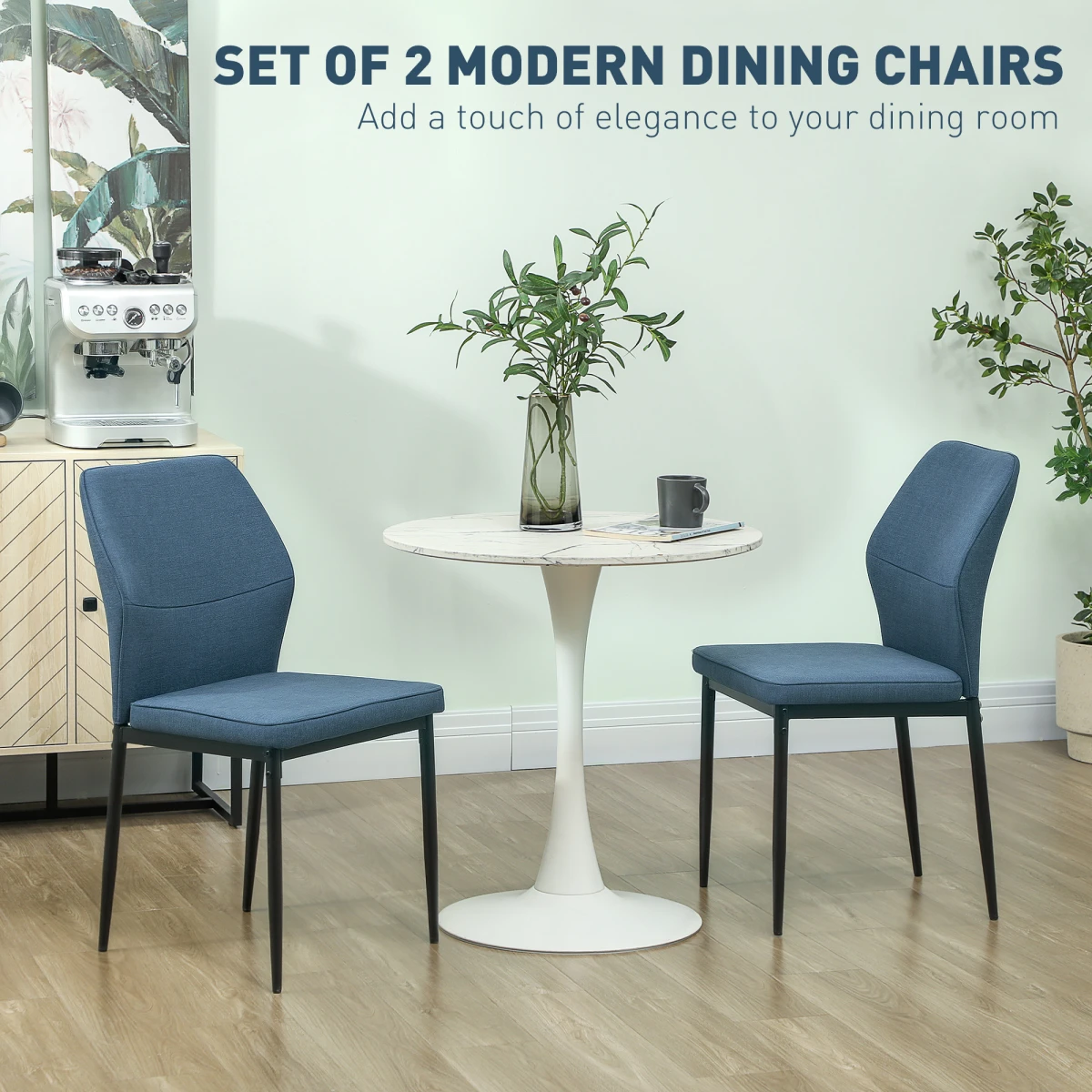 Stylish Velvet Dining Chairs - Ergonomic Support & Space-Saving Design by HOMCOM