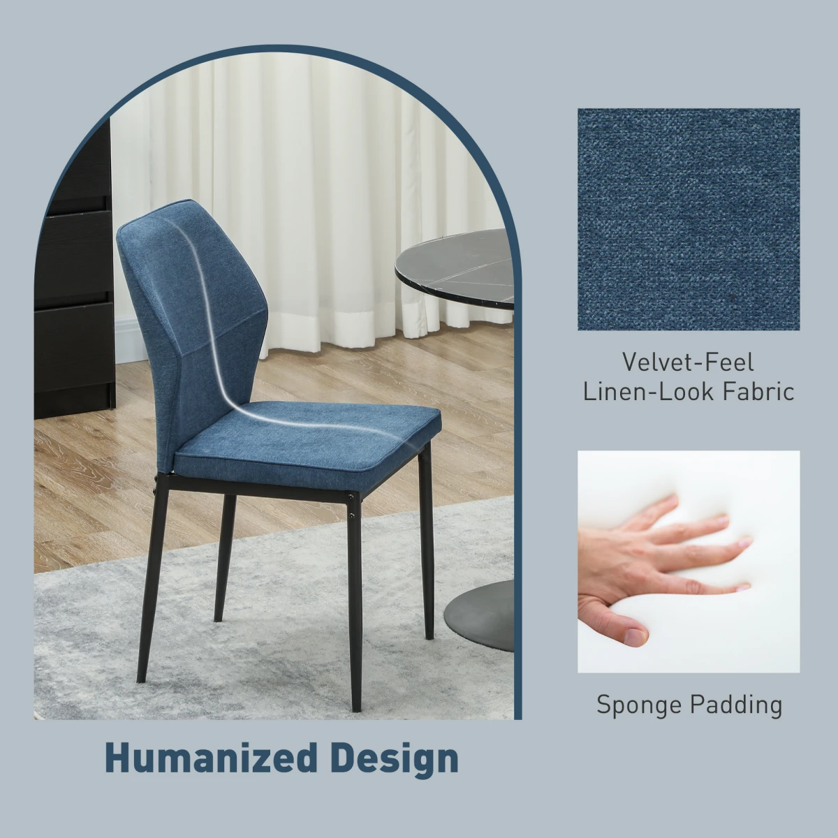 Stylish Velvet Dining Chairs - Ergonomic Support & Space-Saving Design by HOMCOM