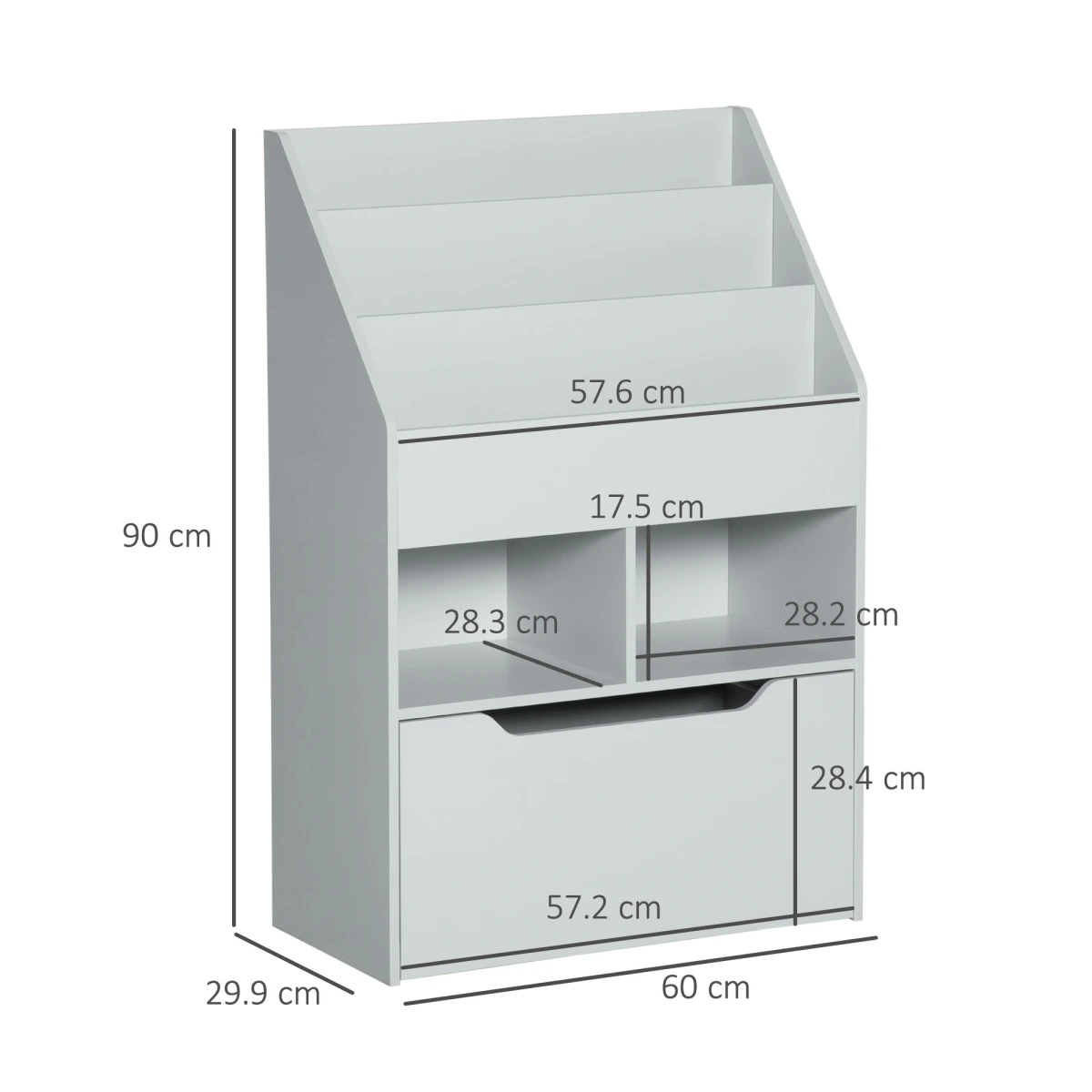 HOMCOM Kids Bookcase Three Tier Toy Box Wheels by HOMCOM
