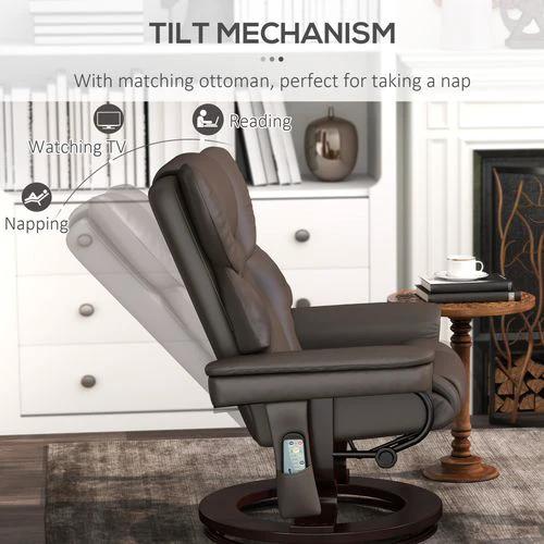 HOMCOM Massage Recliner Chair with Footstool and Adjustable Backrest for Ultimate Relaxation and Comfort - Recliner