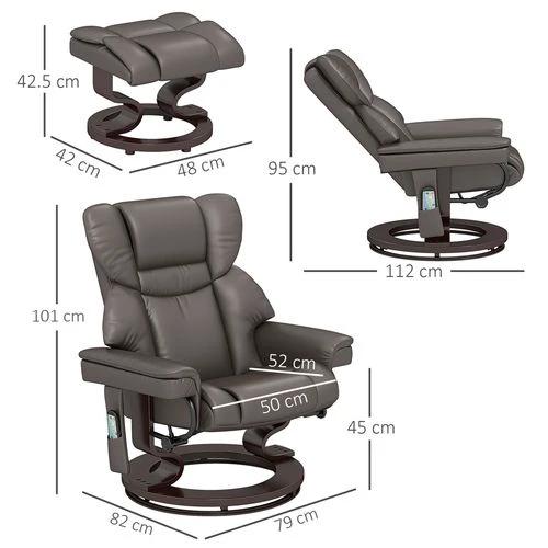 HOMCOM Massage Recliner Chair with Footstool and Adjustable Backrest for Ultimate Relaxation and Comfort - Recliner